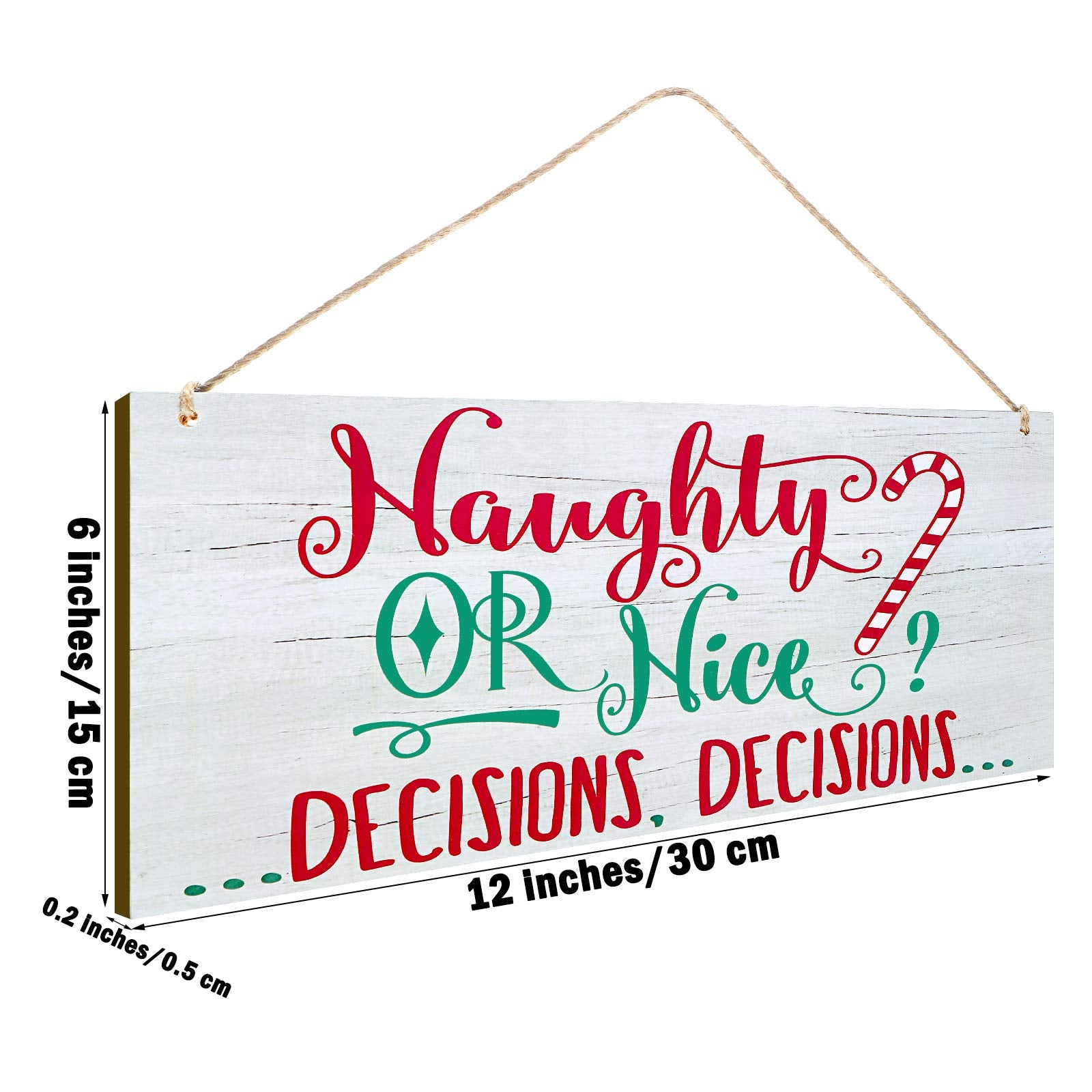 Christmas Hanging Wood Sign Naughty or Nice Decisions Wooden Signs Winter Decorative Wall Signs Rustic Wooden Door Sign Ornament