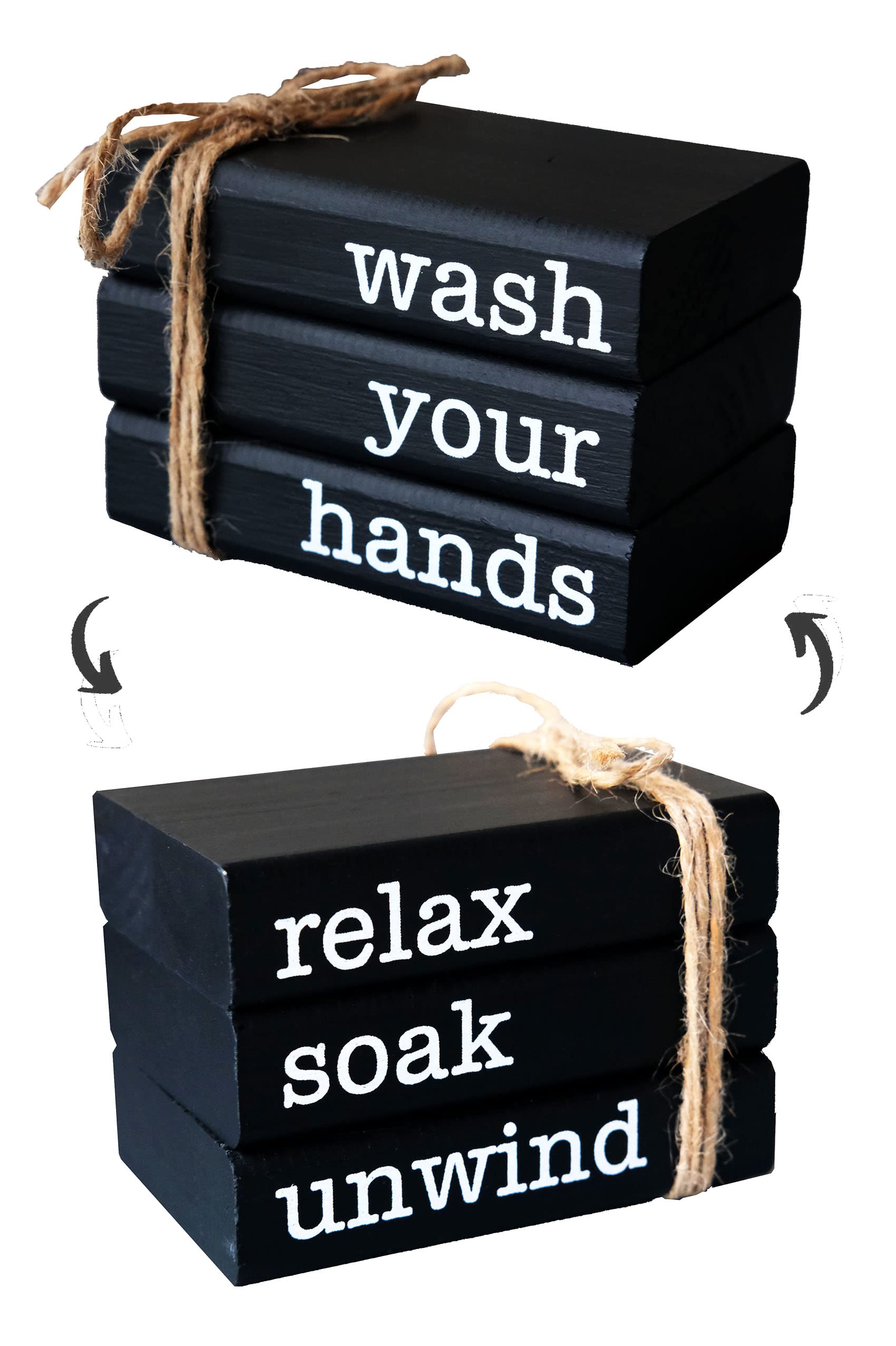 LIVDUCOT Farmhouse Mini Book Stack for Bathroom Decor Bathroom Accessories Half Bathroom Decor Wooden Mini Books for Restroom Sh