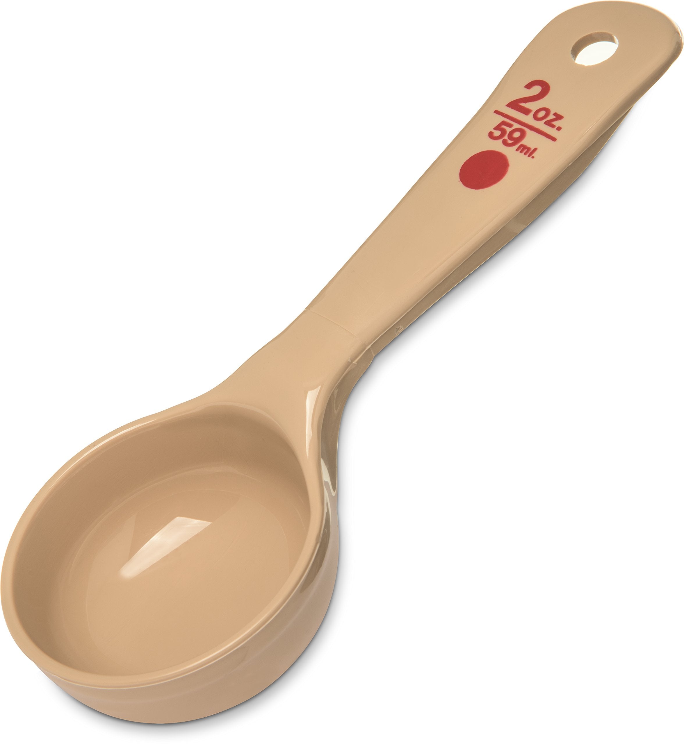 Carlisle Foodservice Products Cfs 432406 Solid Short Handle Portion Control Spoon, 2 Oz, Beige (Pack Of 12)