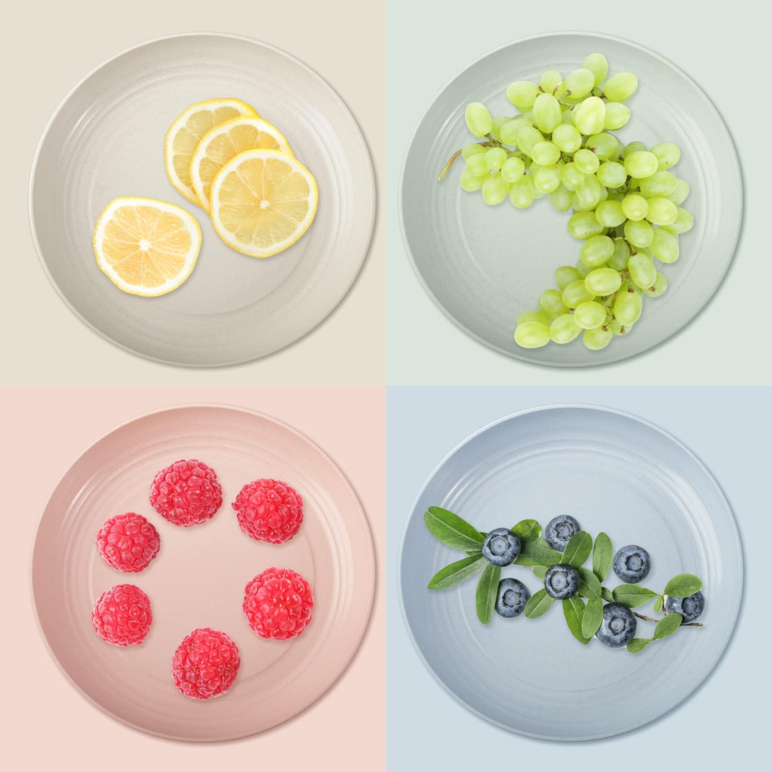 Oamceg 8 Pack Plastic Plates Reusable 10 Inches Unbreakable Lightweight Wheat Straw Plates, Salad Plates, Camping Plates, Dinner