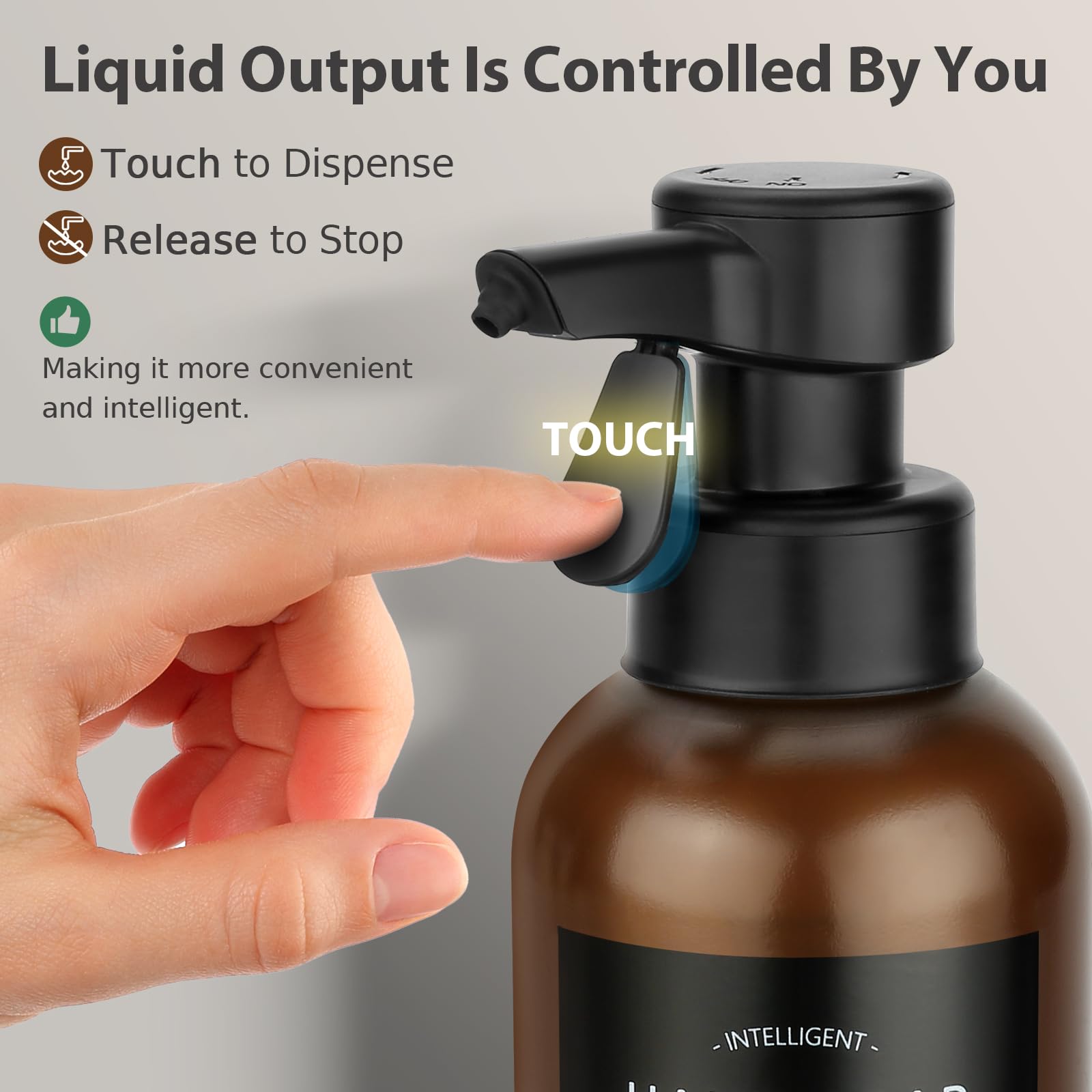 Automatic Soap Dispenser Liquid For Bathroom: 16 Oz Touch Dispense Plastic Amber Modern Auto Large Soap Dispenser For Kitchen -