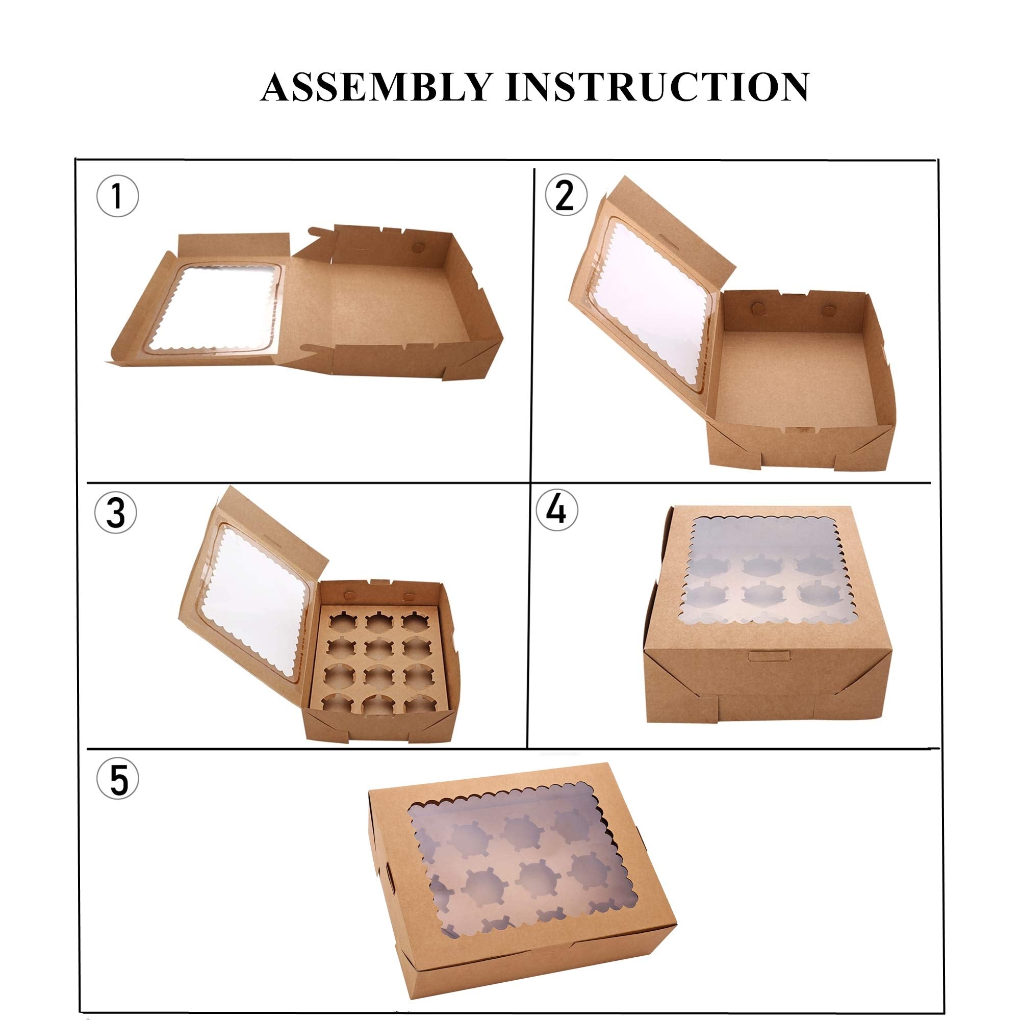 Tcoivs 6-Set Cupcake Boxes Hold 12 Standard Cupcakes, Cupcake Containers With Windows And Inserts, Cupcake Carrier, Food Grade K