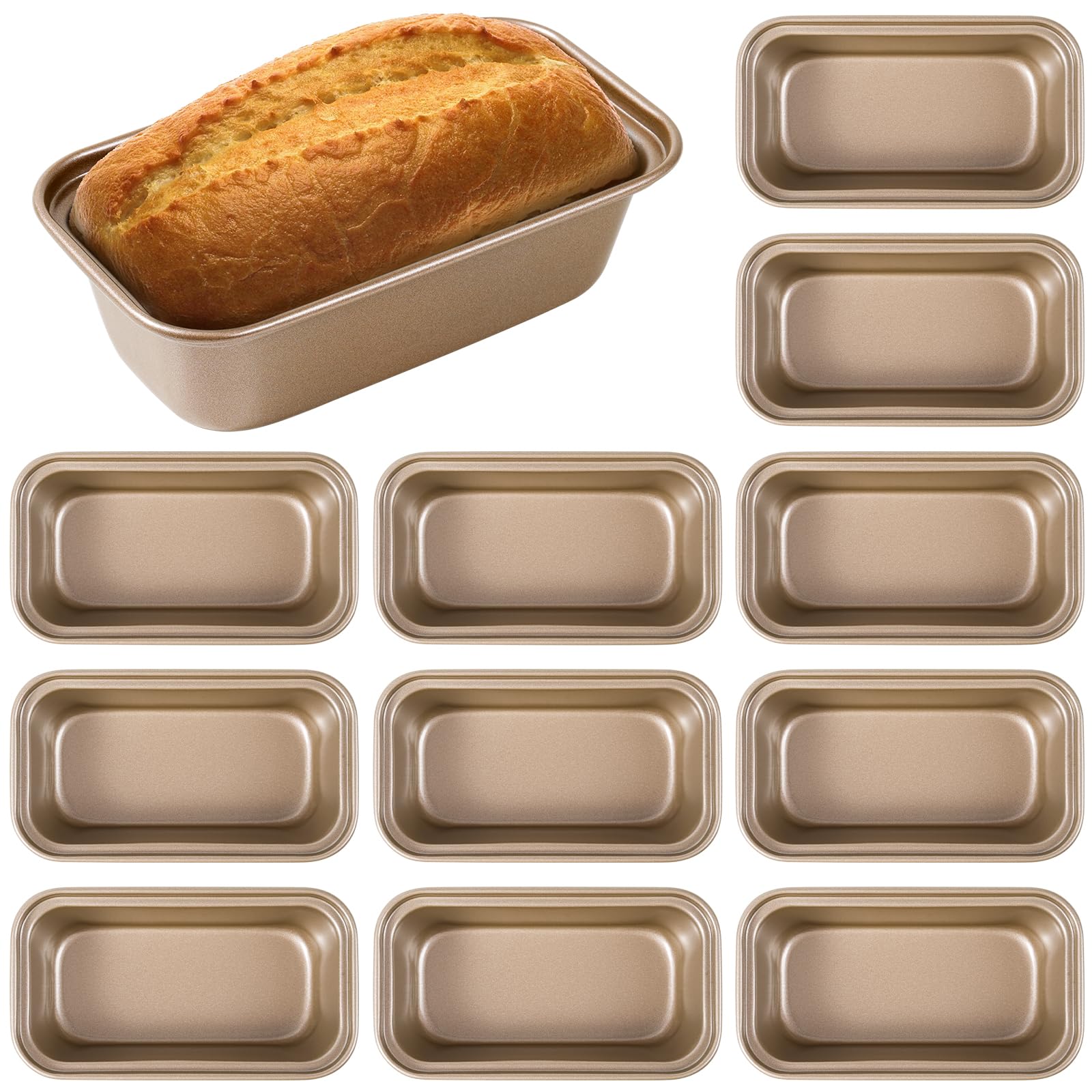 FDKYOEK 12PCS Mini Loaf Pans for Baking Bread, 6 x 3 x 2 Inches Small Banana Bread Pan Nonstick, Rectangle Carbon Steel Baking P