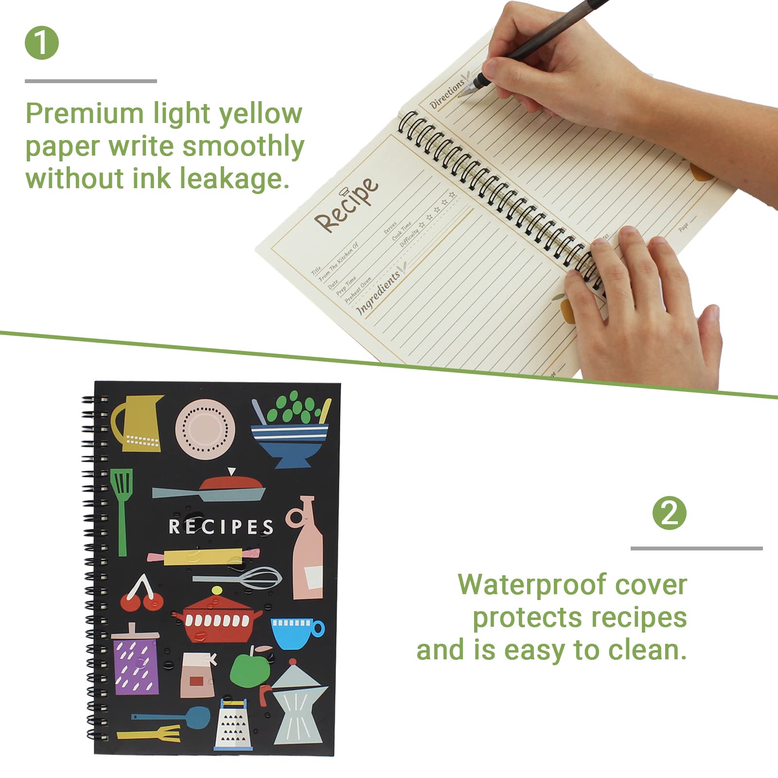 Bpfy 2 Pack 5.5'' X 8.5'' Recipe Book To Write In Your Own Recipes, Blank Recipe Notebook, Spiral Cookbook Recipe Journal Notebo