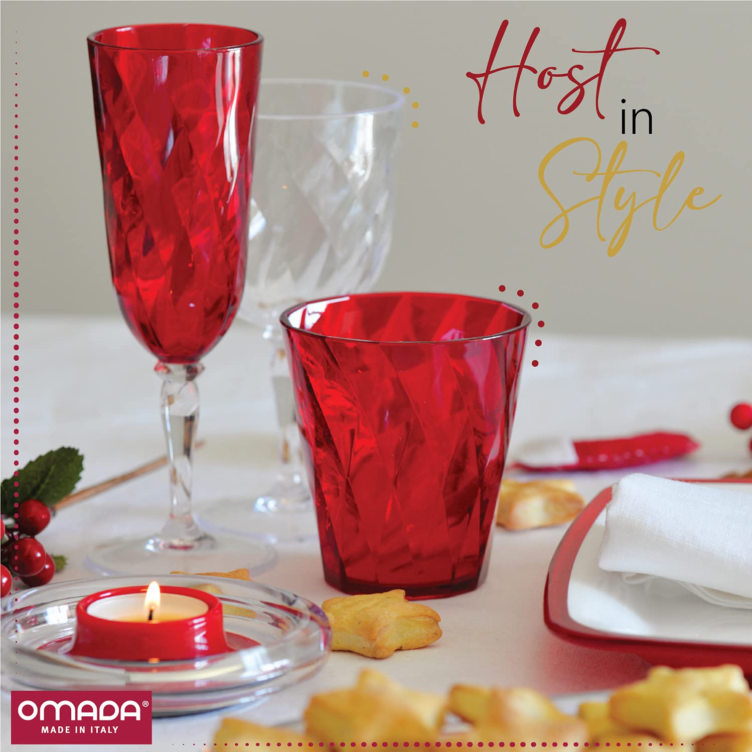 Omada 4-Pc Colored Acrylic Tumblers: Dishwasher Safe Plastic Drinking Glasses - Large 17 Oz Outdoor Glassware And Drinkware - Ch