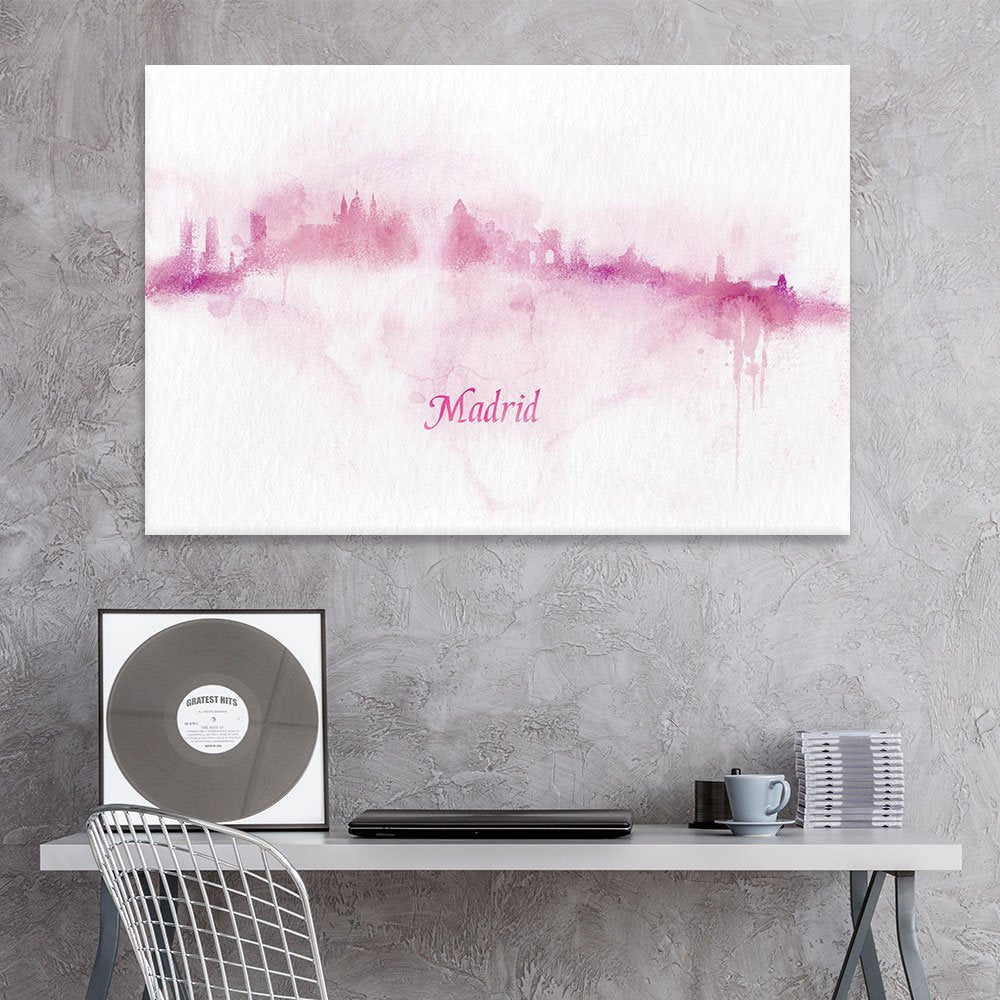 Wall26 Canvas Wall Art - Impressionism Watercolor Style City Landscape Of Madrid - Giclee Print Gallery Wrap Modern Home Art Rea