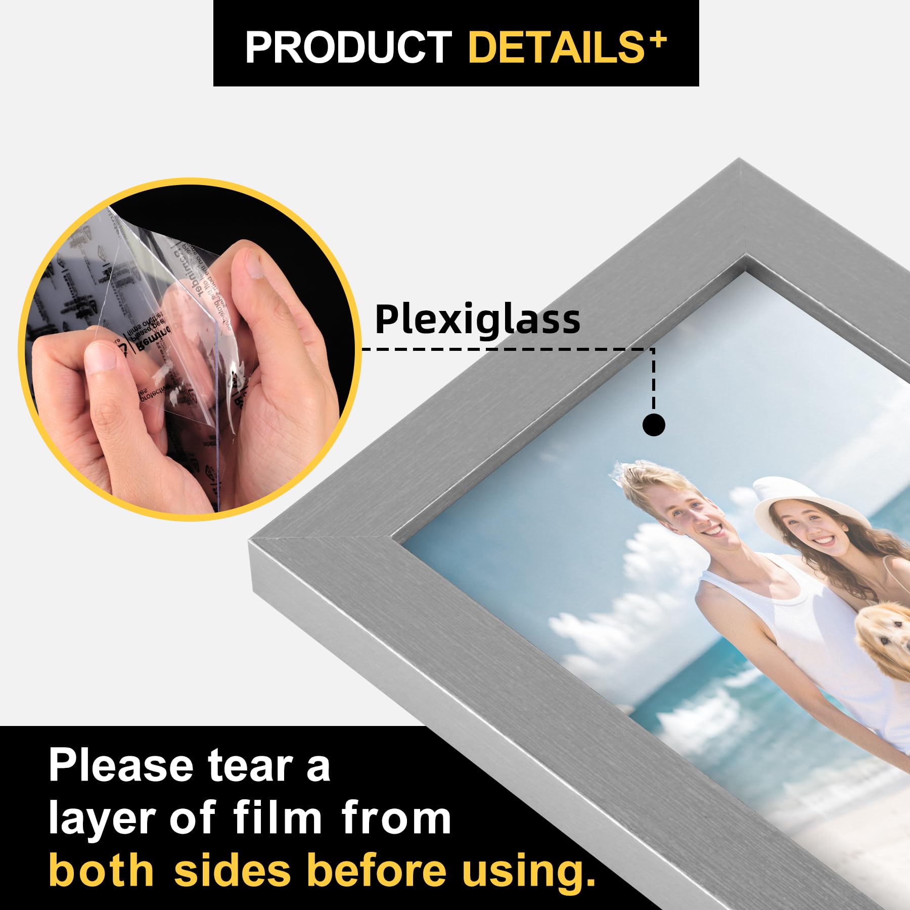 TOFOREVO Picture Frames 4x6 Set of 2 Distressed Silver Wood Grain Photo Frame for Gallery Wall Mounting or Tabletop Display