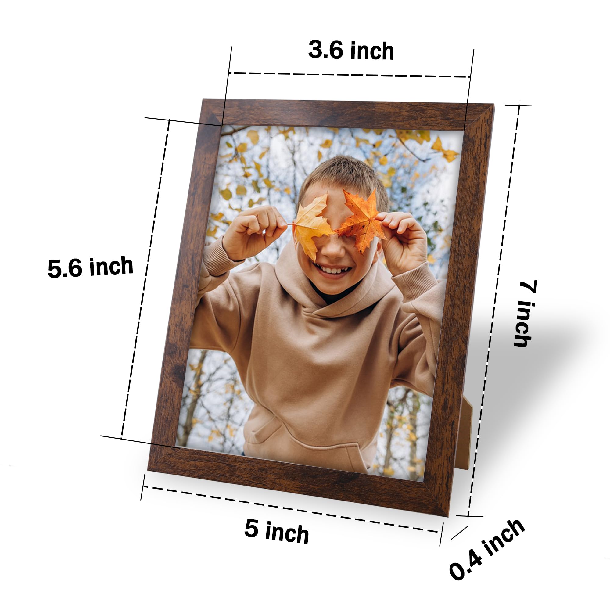 NDUFOA 4x6 Picture Frame, Rustic Square Frame Display 4x6 Photos, Poster Frame for Wall and Tabletop, Brown