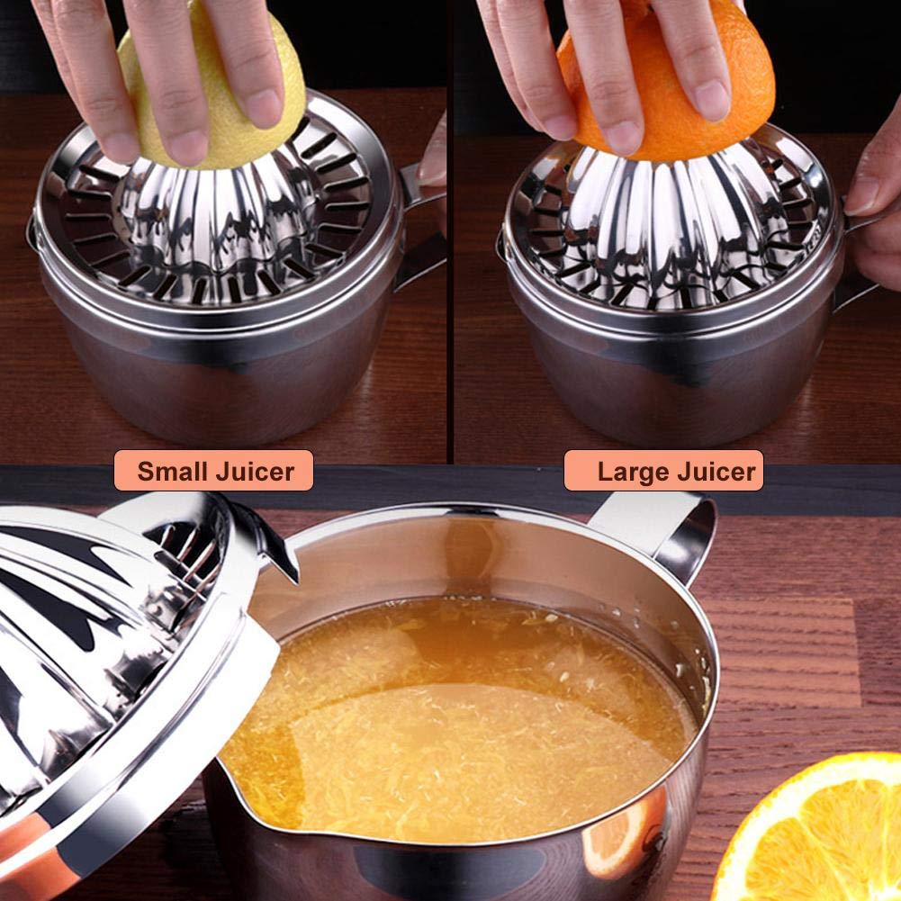 Citrus Juicer Stainless Steel Manual Juicer Orange Lemon Squeezer Hand Pressing Tool With Strainer And Container For Kitchen Use
