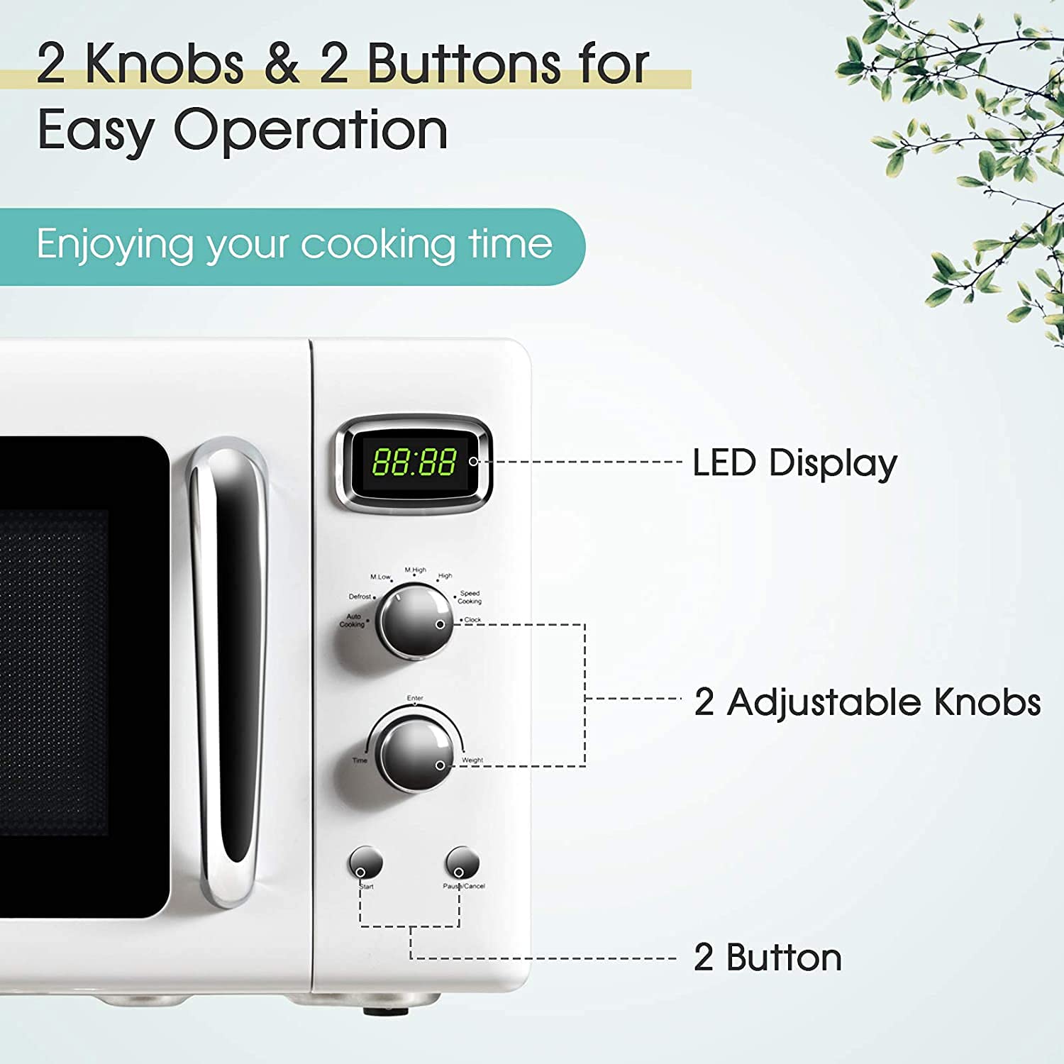 Moccha Large 0.9Cu.Ft Countertop Microwave Oven, 900-Watt Retro Microwave W/Child Safety Lock, Defrost & Auto Cooking Function,