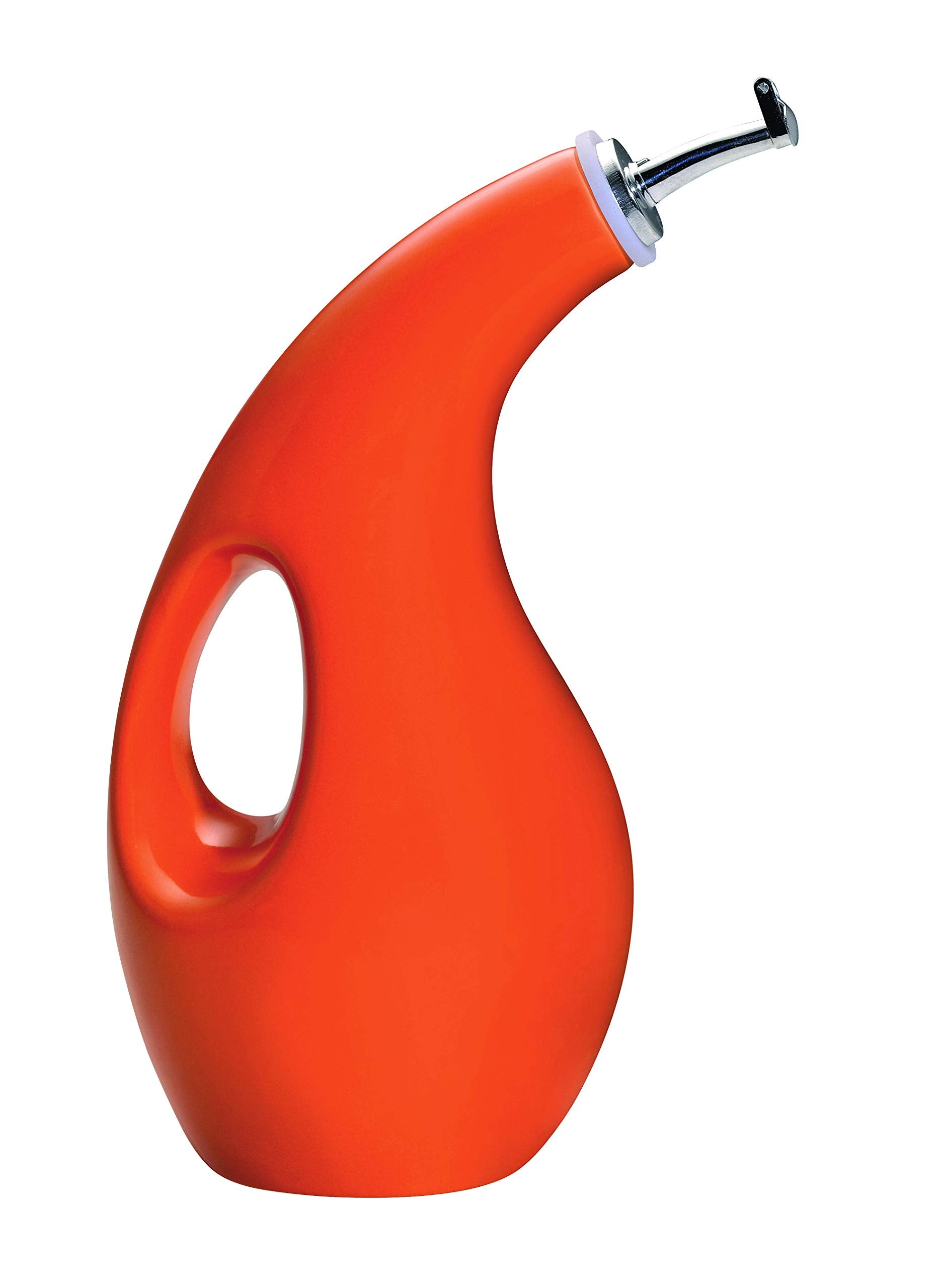 Rachael Ray Solid Glaze Ceramics Evoo Olive Oil Bottle Dispenser With Spout - 1 Piece, Orange