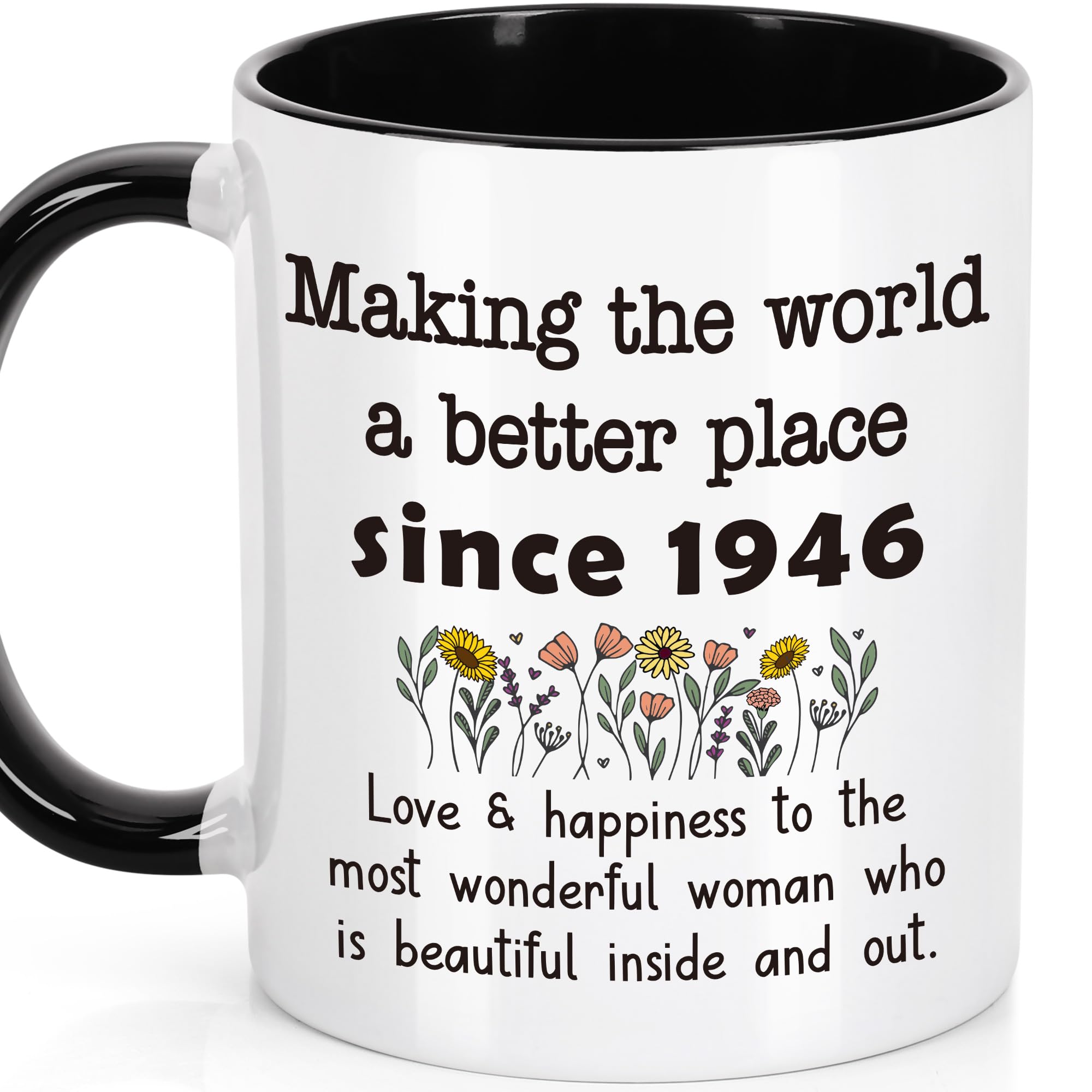 LEJIAJINW 80th Birthday Gift for Women, 80 Year Old Birthday Mug for Her, Vintage 1946 Ceramic Coffee Mug, Back in 1946 80th Ann