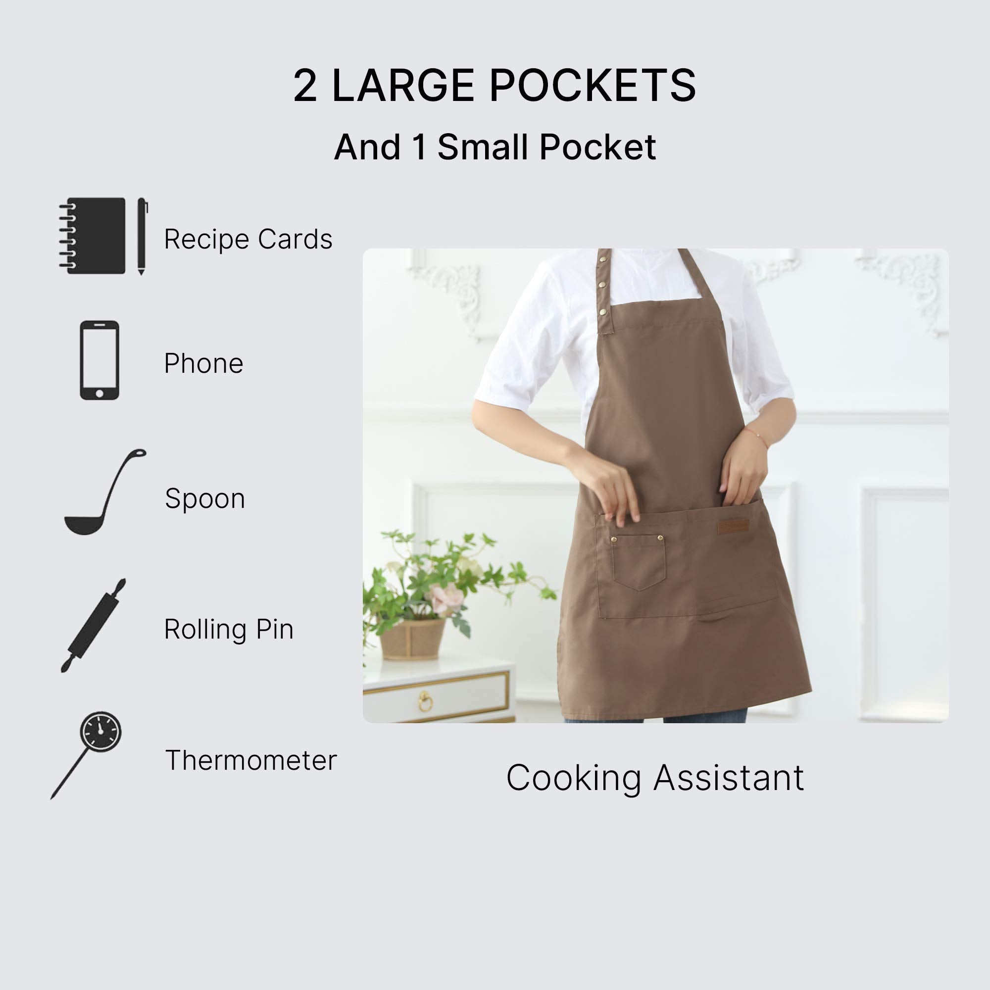 Aprons For Women Men Bbq Chef Cooking Artist Water Drop Resistant Canvas Adjustable Kitchen Apron With Pockets For Unisex Grill