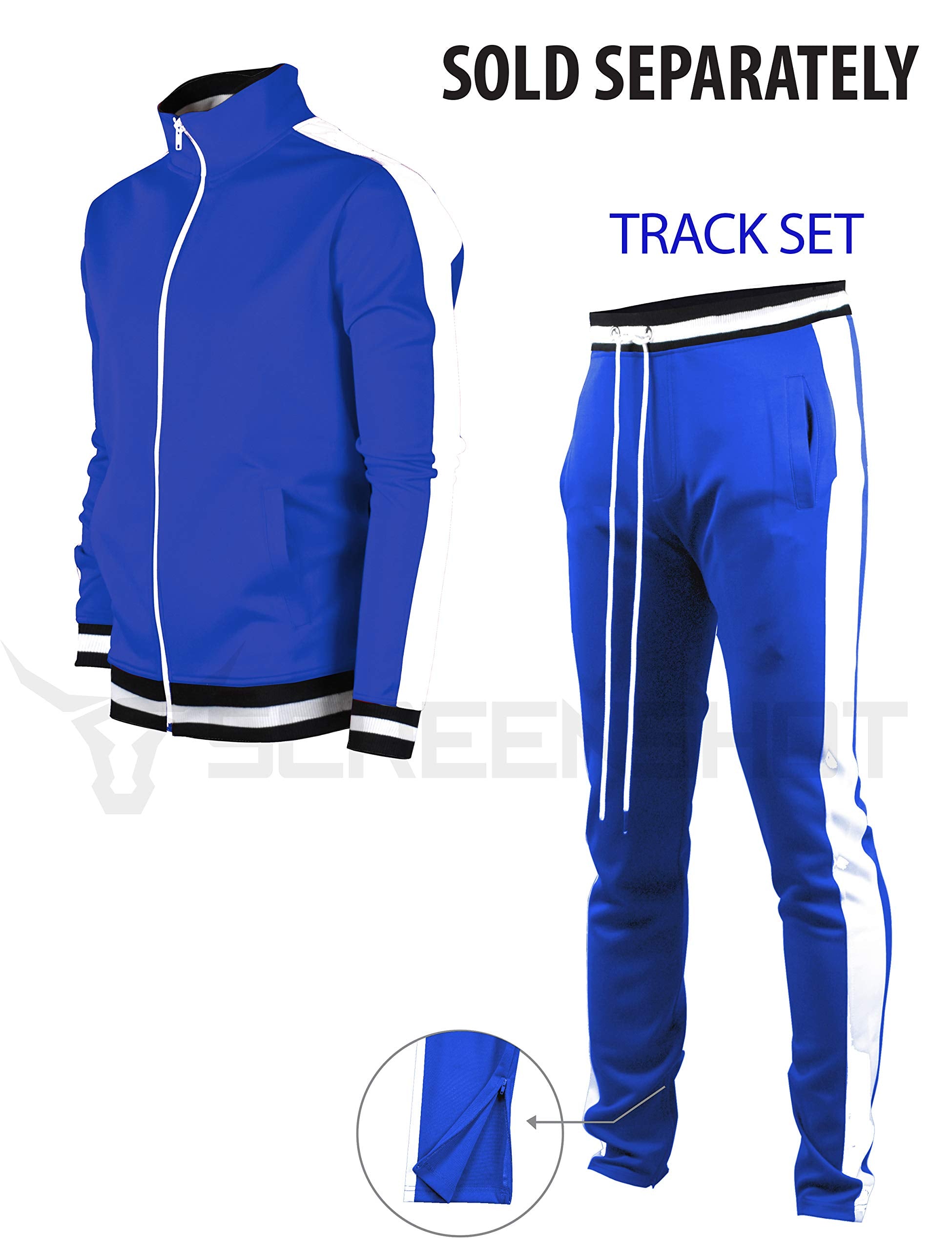 Screenshotbrand-S41700 Mens Hip Hop Premium Slim Fit Track Pants - Athletic Jogger Bottom With Side Taping-Royal-3Xlarge