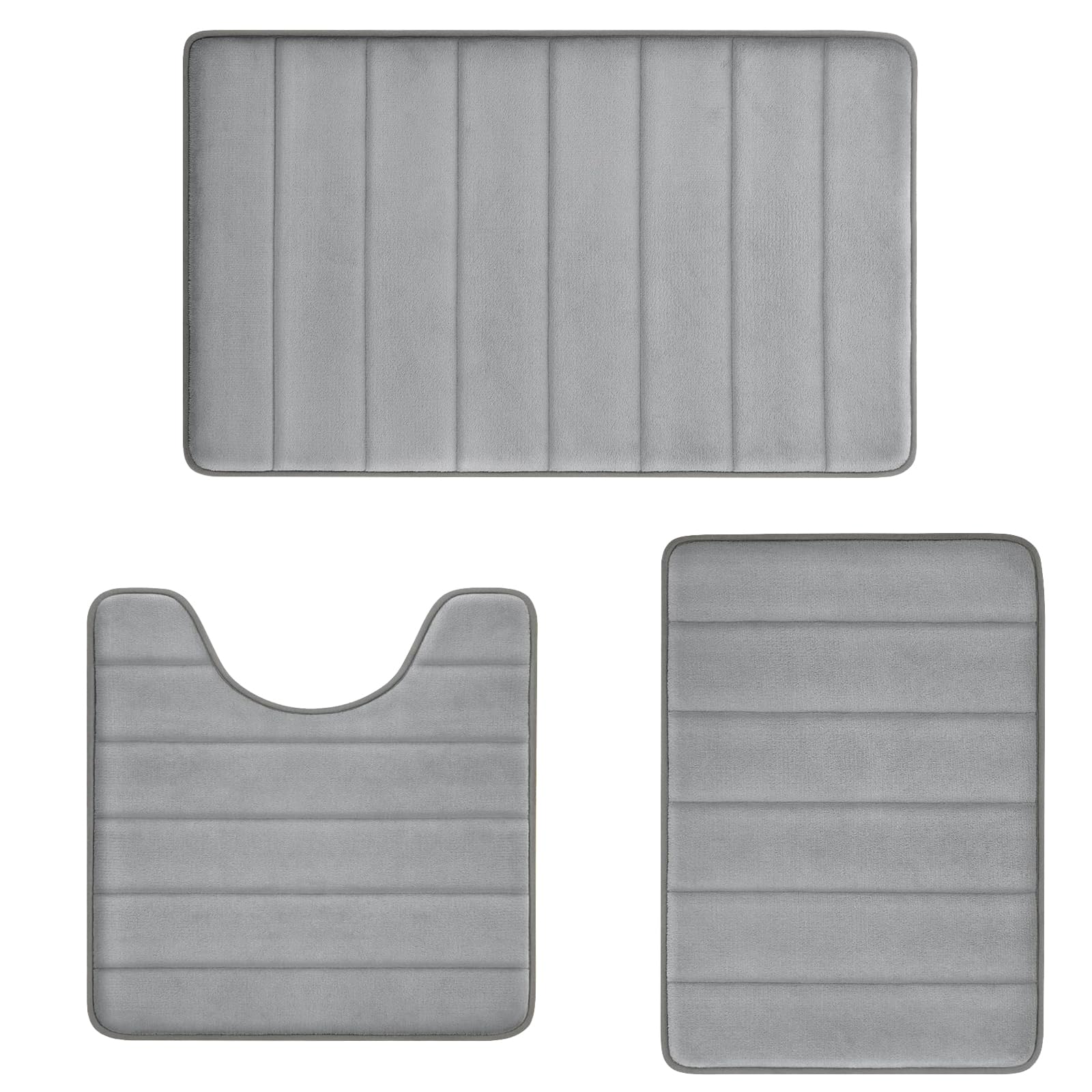 Bathroom Mats Memory Foam Bath Rug Set 3 Piece Non-Slip Bath Mats, Absorbent Shaggy Rugs, Machine Wash, Perfect Plush Bathroom R
