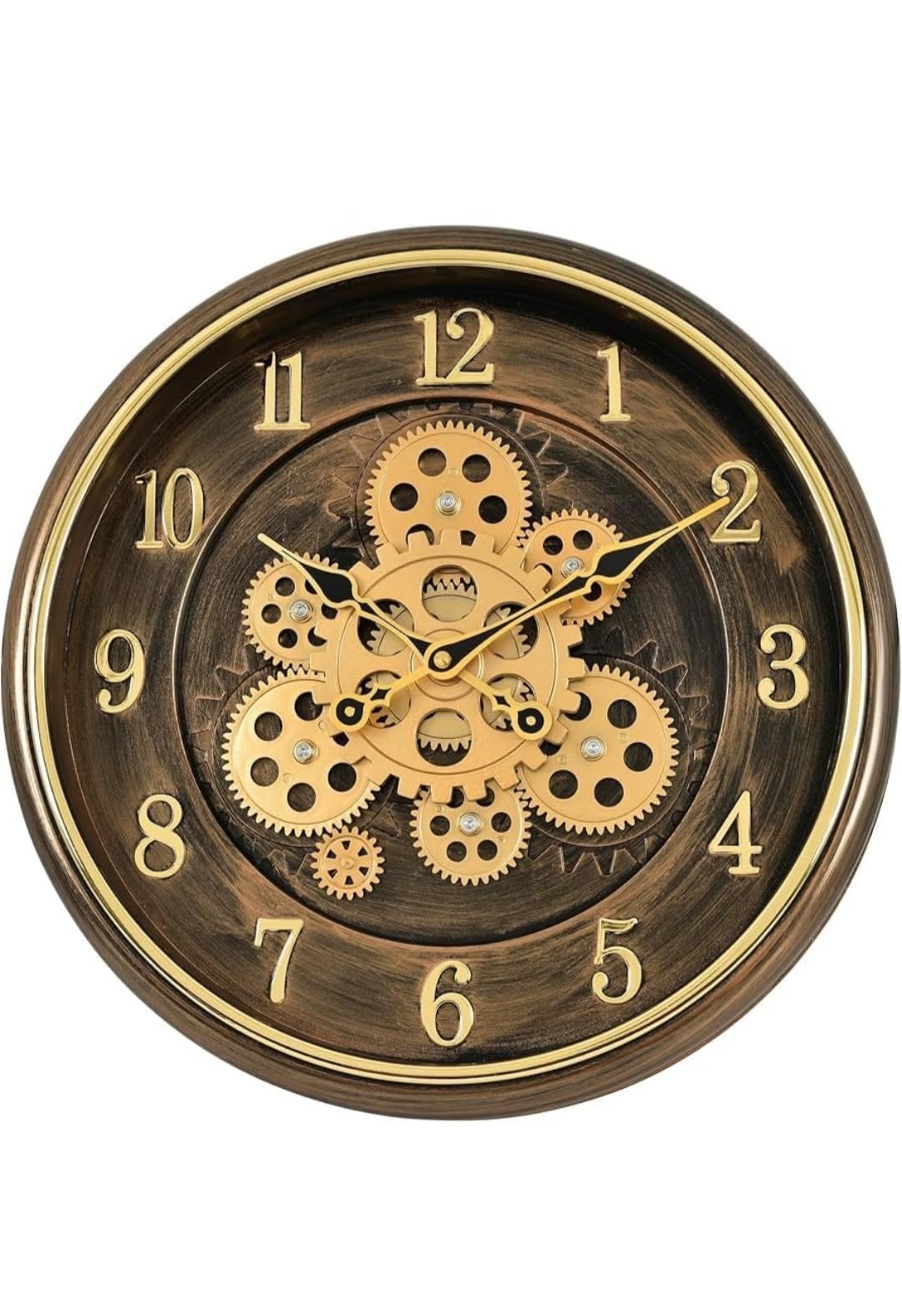 Large Size 35 Cms Rotating Moving Gears Wall Clock Industrial Steampunk Real Moving Gear Designer Wall Clock For Living Room Hom