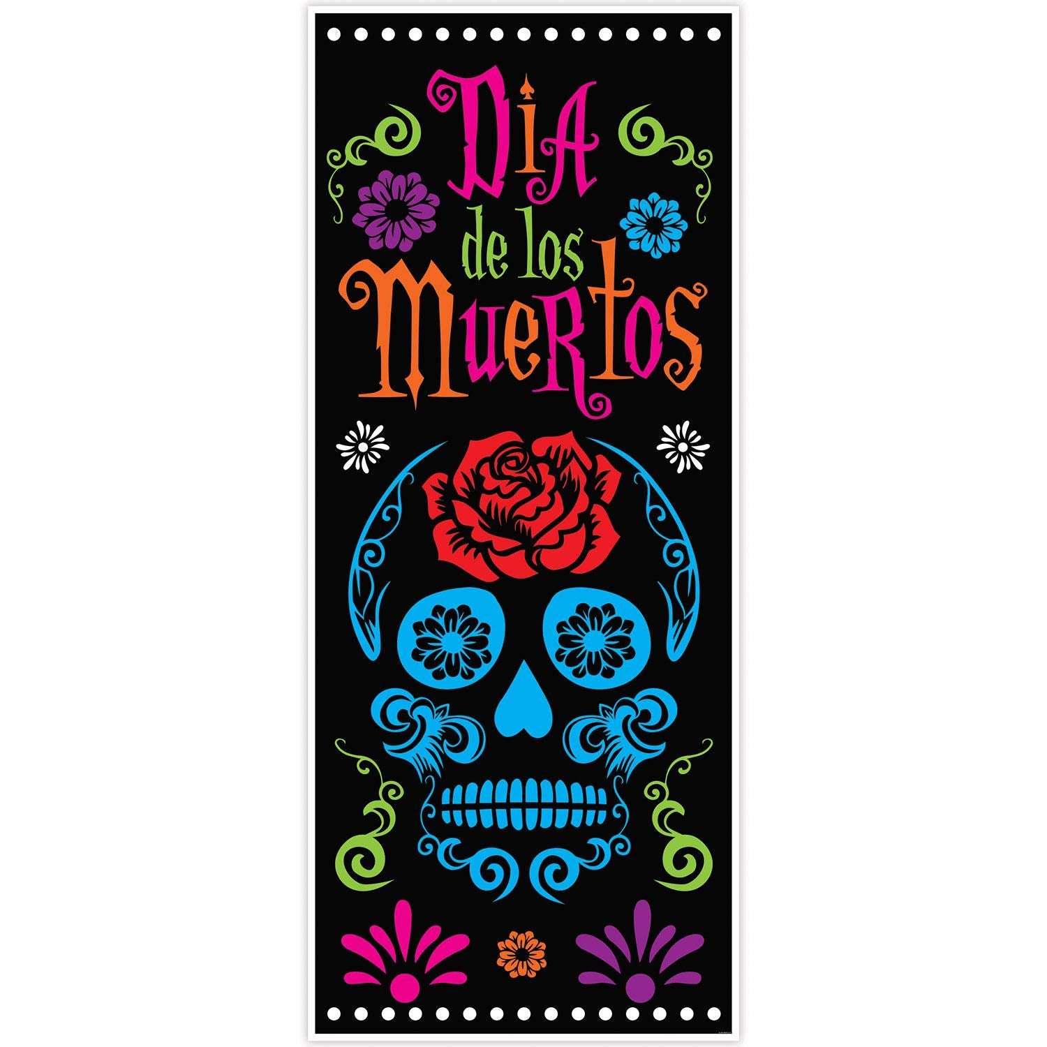 Beistle Day Of The Dead Door Covers, 6 X 30   , 2 Pieces - Plastic For Indoor & Outdoor Use - Easily Display - Mexican Themed Fr