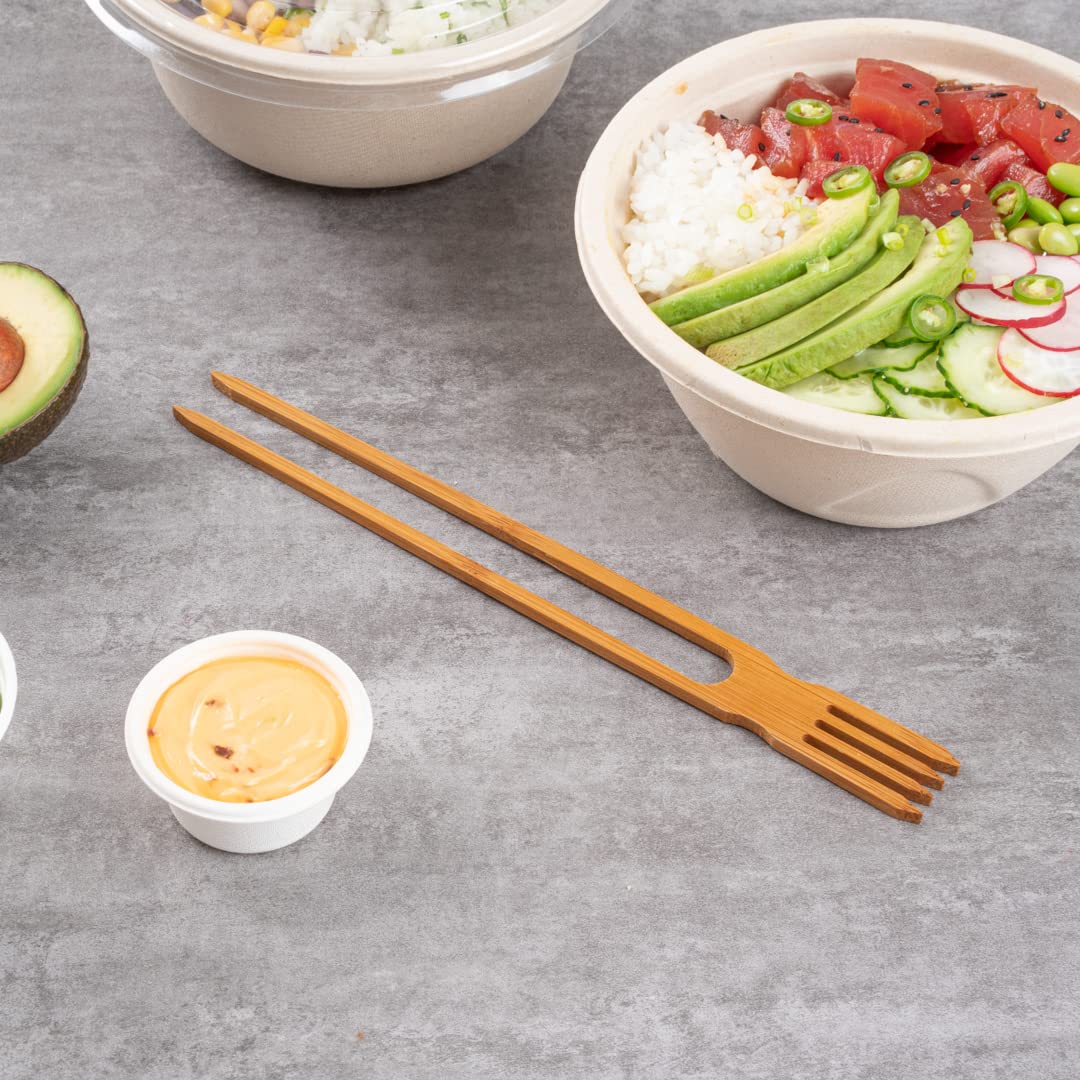 Restaurantware 10 Inch All-In-One Chopsticks With Fork 100 Multi-Functional Chopstick Utensil Combo - Durable Sustainable Bamboo