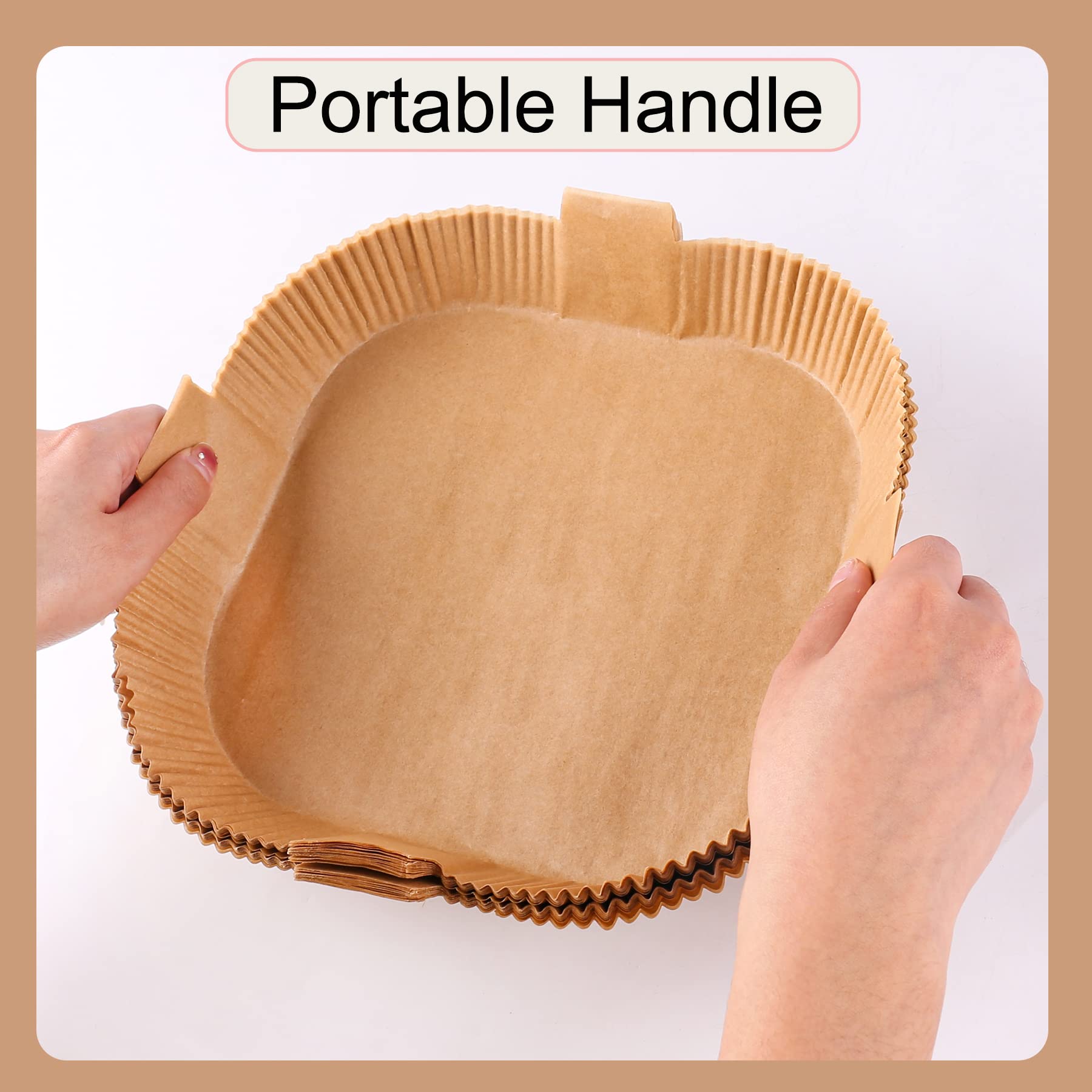 Air Fryer Disposable Paper Liner  Square Parchment Insert Non-Stick  Baking Food Grade Sheet for Aifryer Basket  Oven  Pan  Oil-proof  Water-proof  Papel Para Freidora De Aire(50PCS 7.9 Inch Natural)