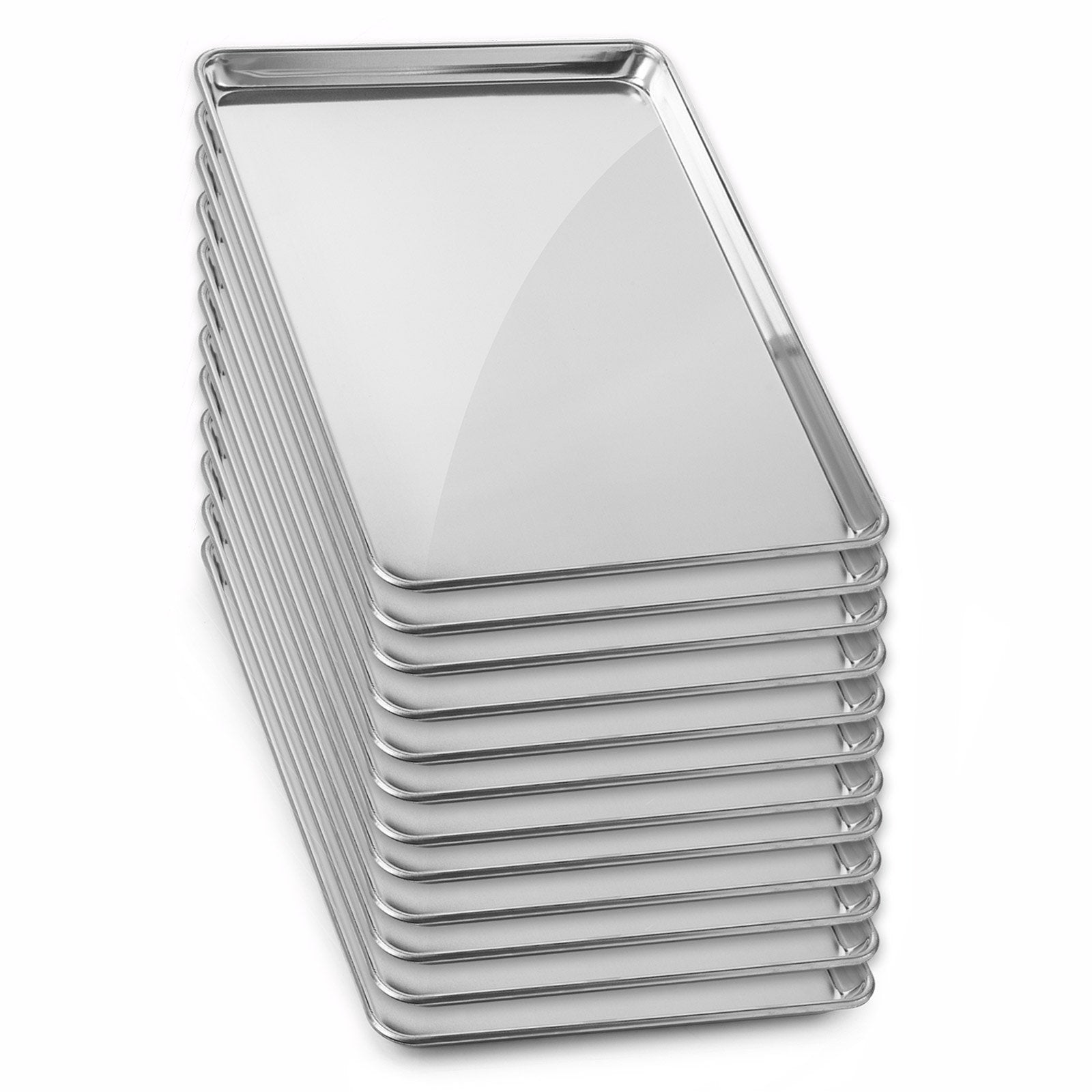 Gridmann 13'' X 18'' Commercial Grade Aluminum Cookie Sheet Baking Tray Jelly Roll Pan Half Sheet - 12 Pans