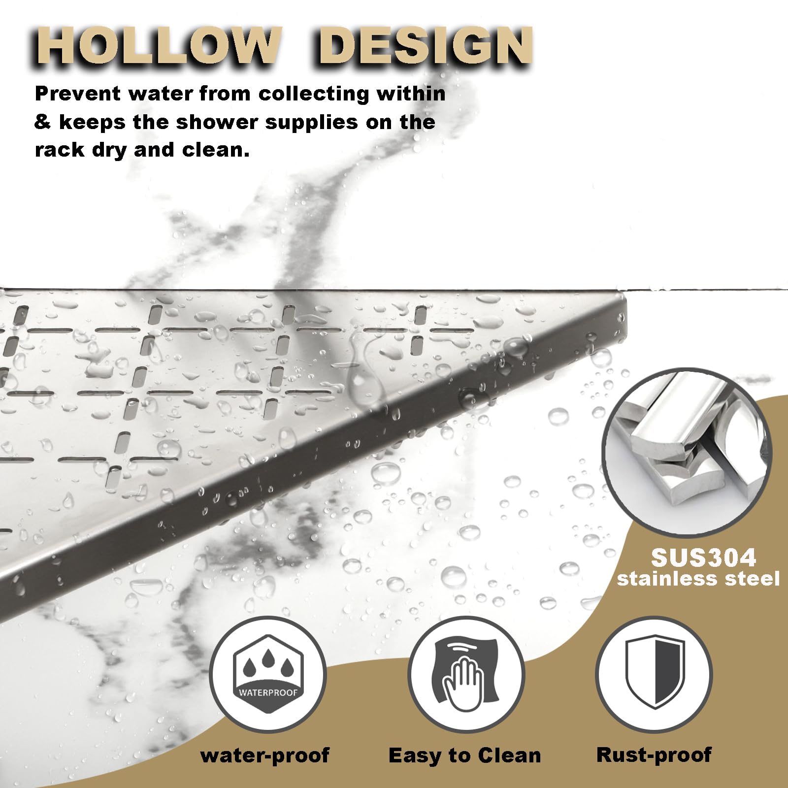 Xiarnotogi 10'' Corner Shower Shelf, 2-Pack Shower Shelves Sus304 Stainless Steel Bathroom Shelves For Tile Walls, Recessed Corn