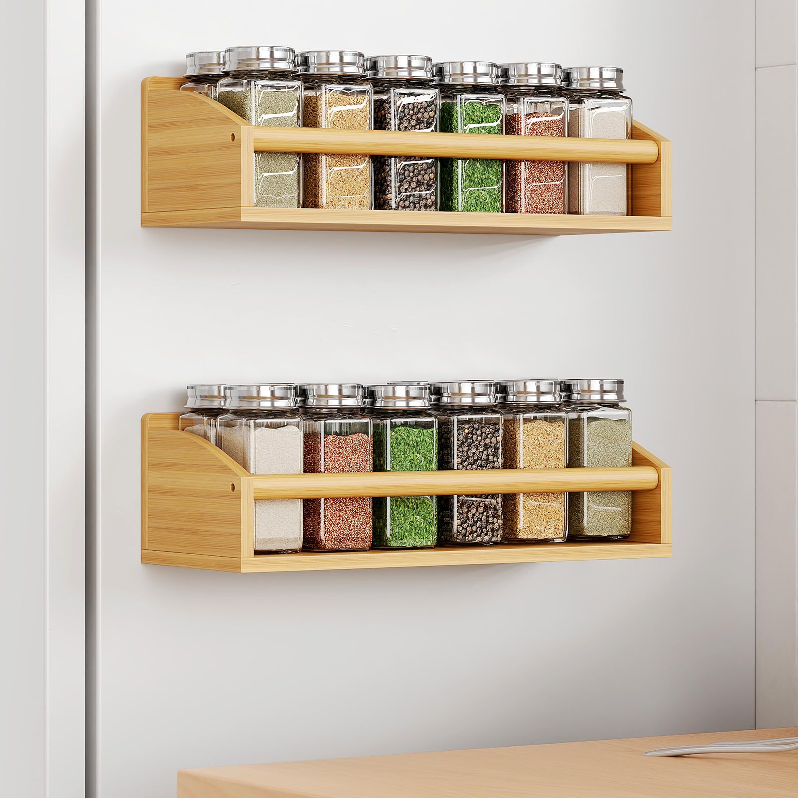 Mystozer 2 Pack Magnetic Spick Rack for Refrigerator, Fridge Organizer Shelf Kitchen Appliances Kitchen Essentials Kitchen Organ