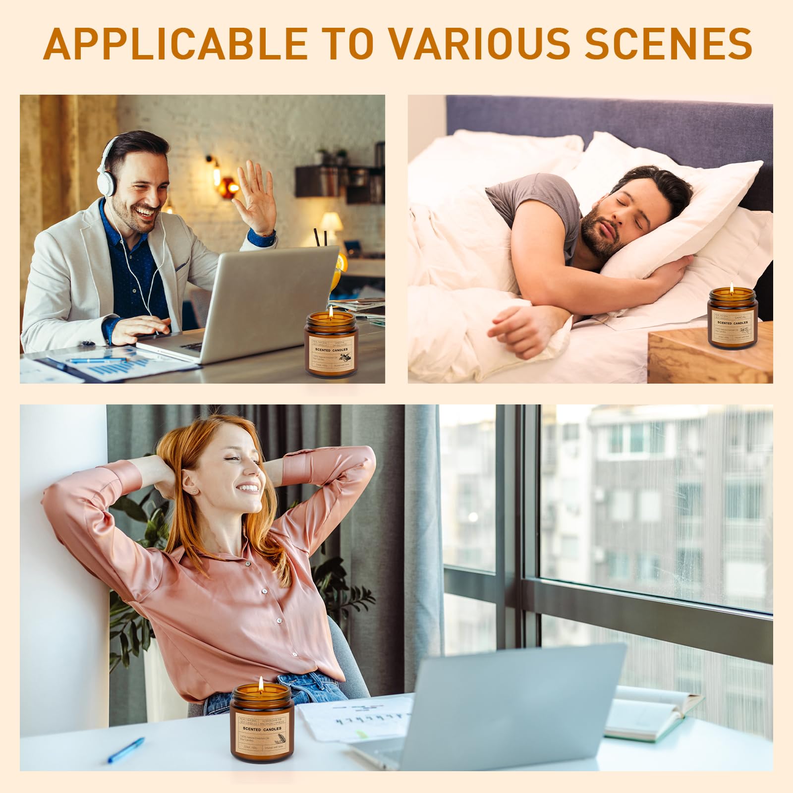 6 Pack Candles for Home Scented | Scented Candles Gifts Set for Women Men, Soy Wax Long Lasting Candle Set, Aromatherapy Jar Can