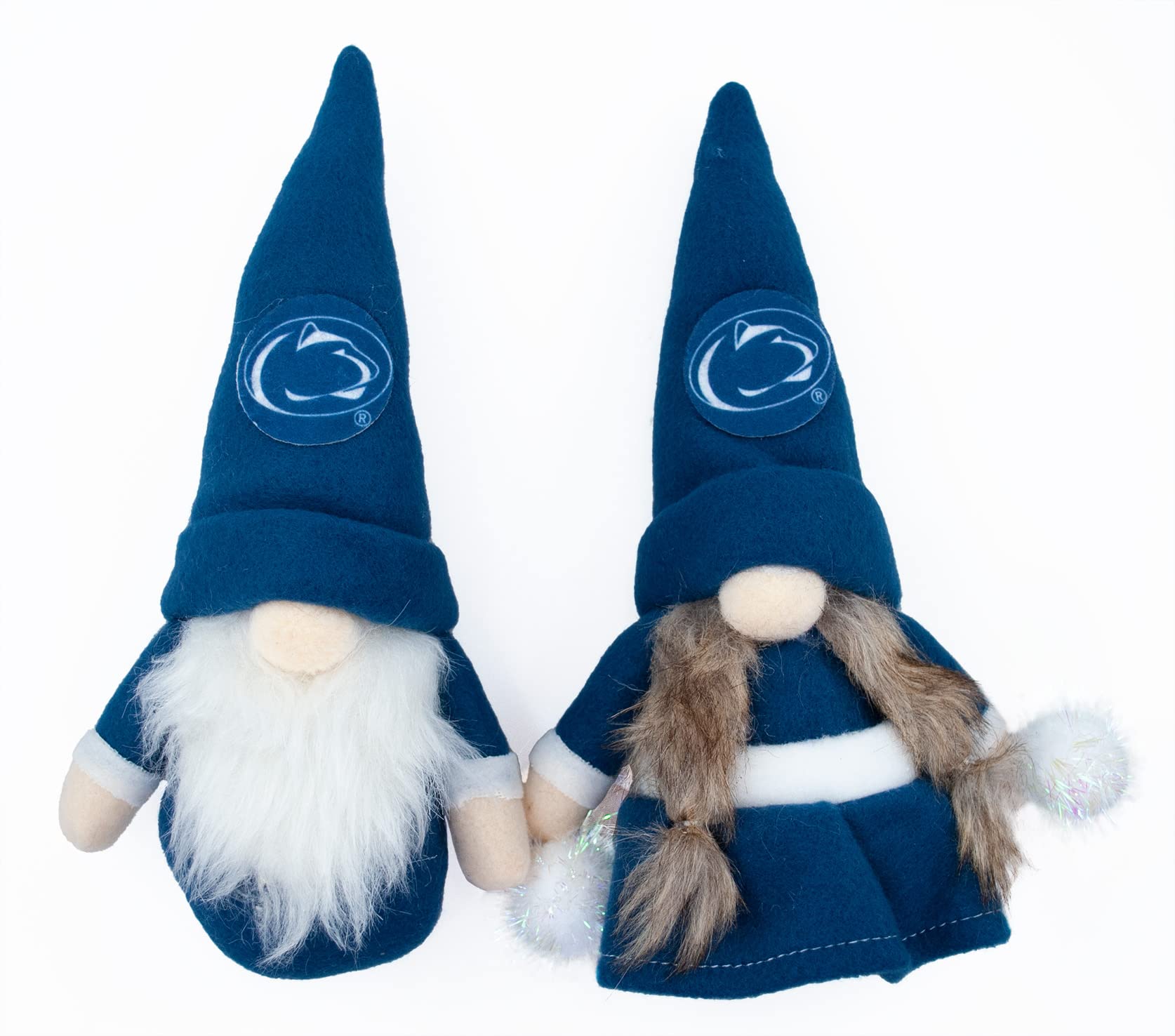 Penn State University Nittany Lions Set of 2 Plush Gnome Christmas Tree Ornaments by Hannas Handiworks - Fan/Cheerleader Holiday