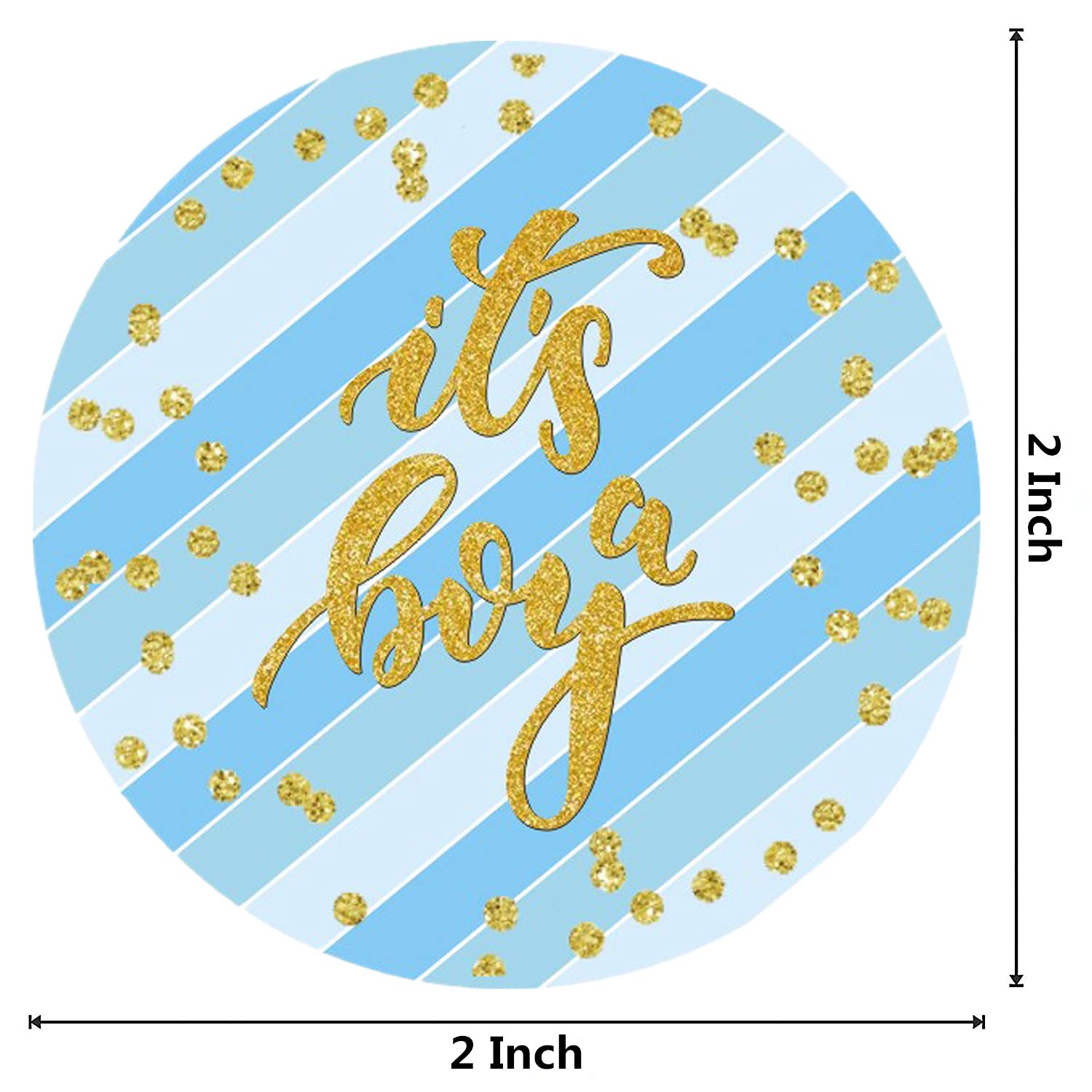 Blue And Gold It'S A Boy Baby Shower Favor Stickers - 2 Inches - 50 Labels