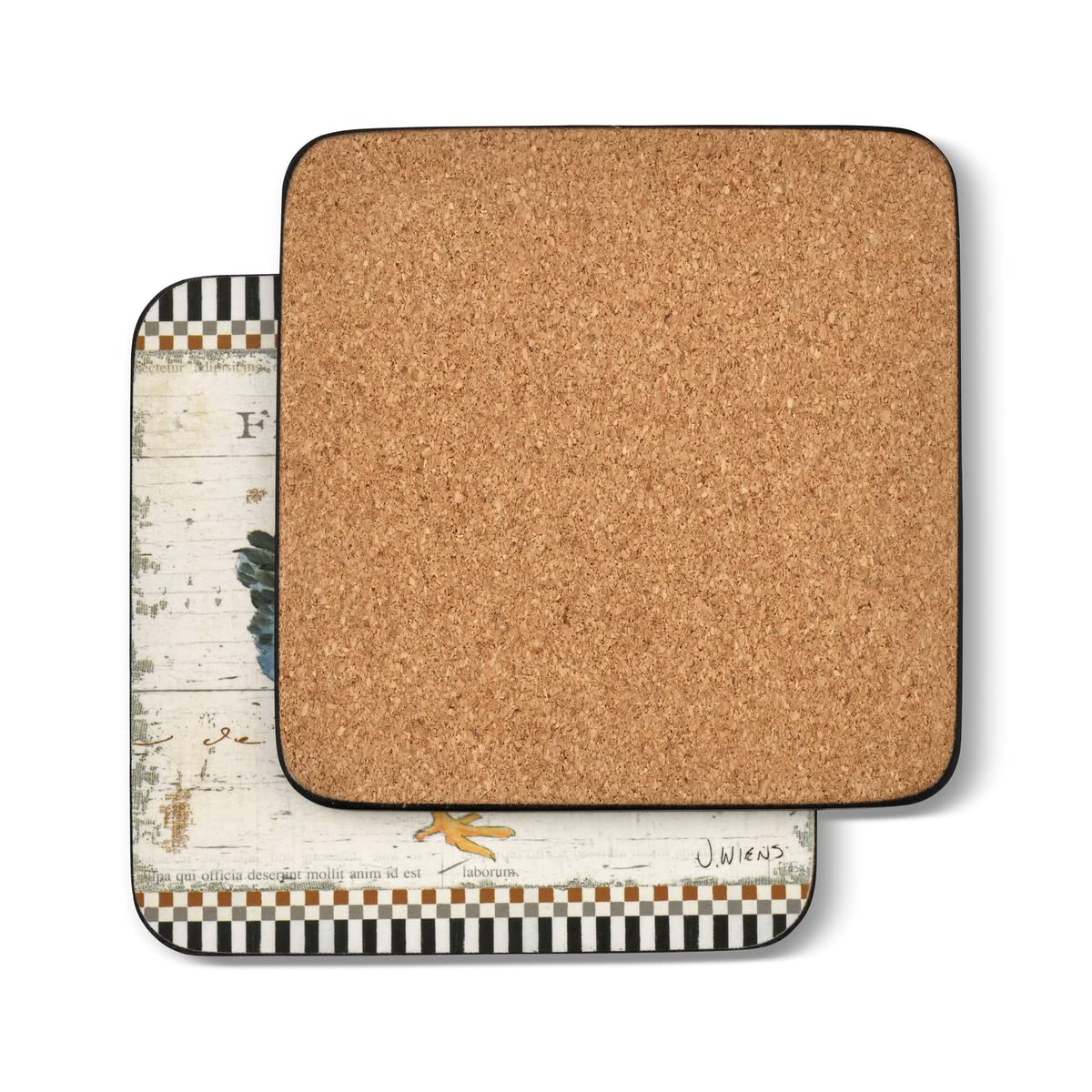 Pimpernel On The Farm Collection Coasters  Set of 6  Cork Backed Board  Heat and Stain Resistant  Drinks Coaster for Tabletop Protection  Measures 4 x 4