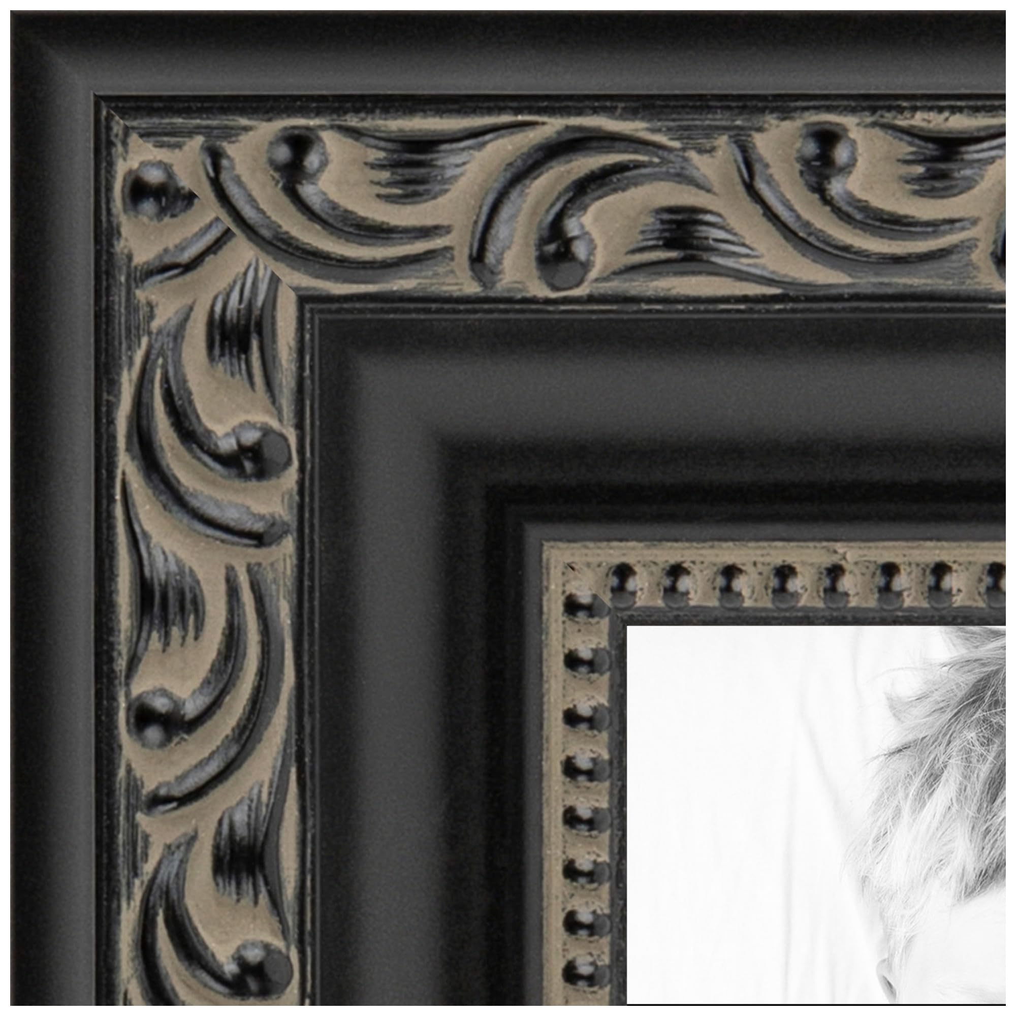 ArtToFrames 14x14 Inch Black Picture Frame, This 1.25 Inch Custom Poster Frame is Antique Black - Comes with Regular Glass and C