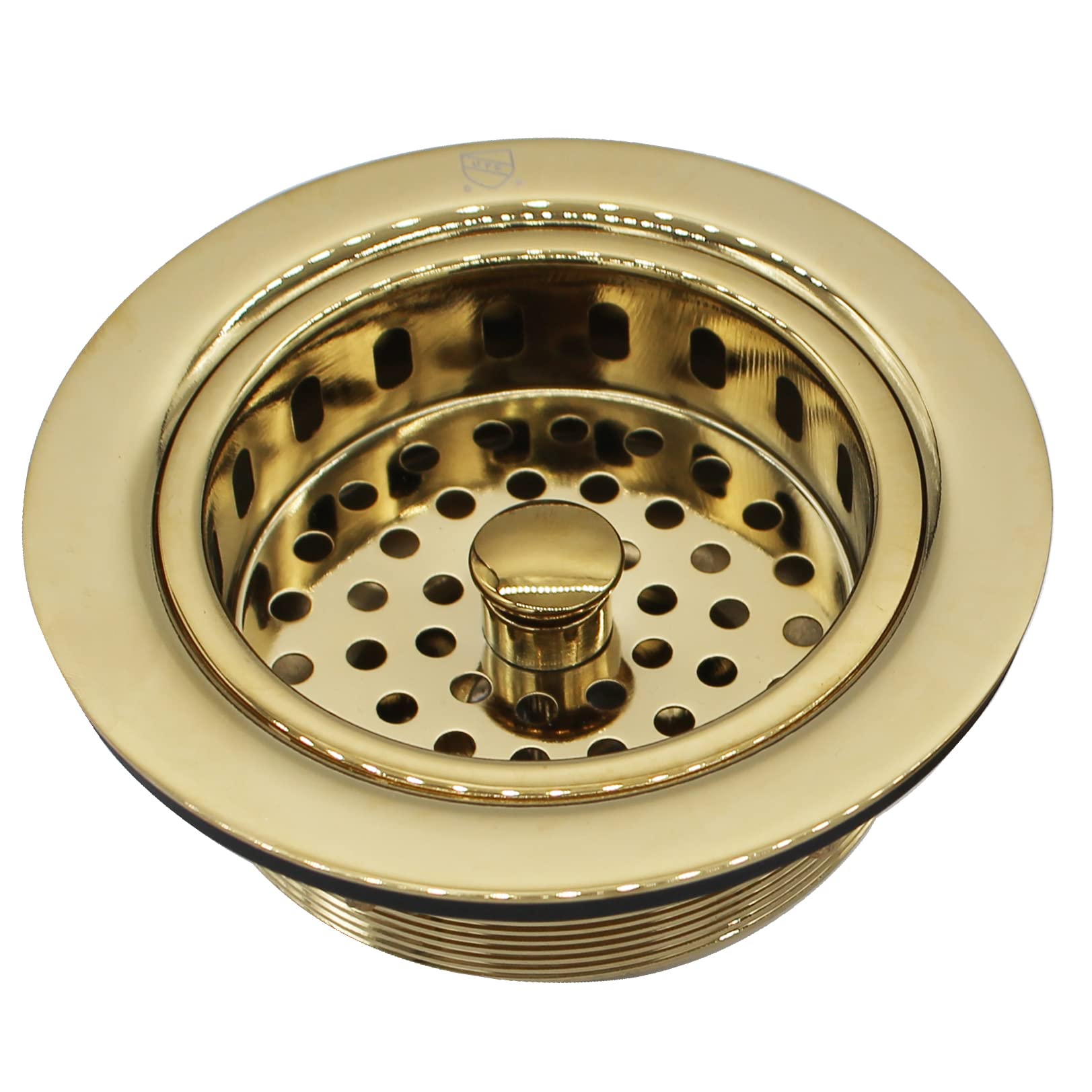 Westbrass D214-01 3-1/2'' Post Style Large Kitchen Sink Basket Strainer, 1-Pack, Polished Brass