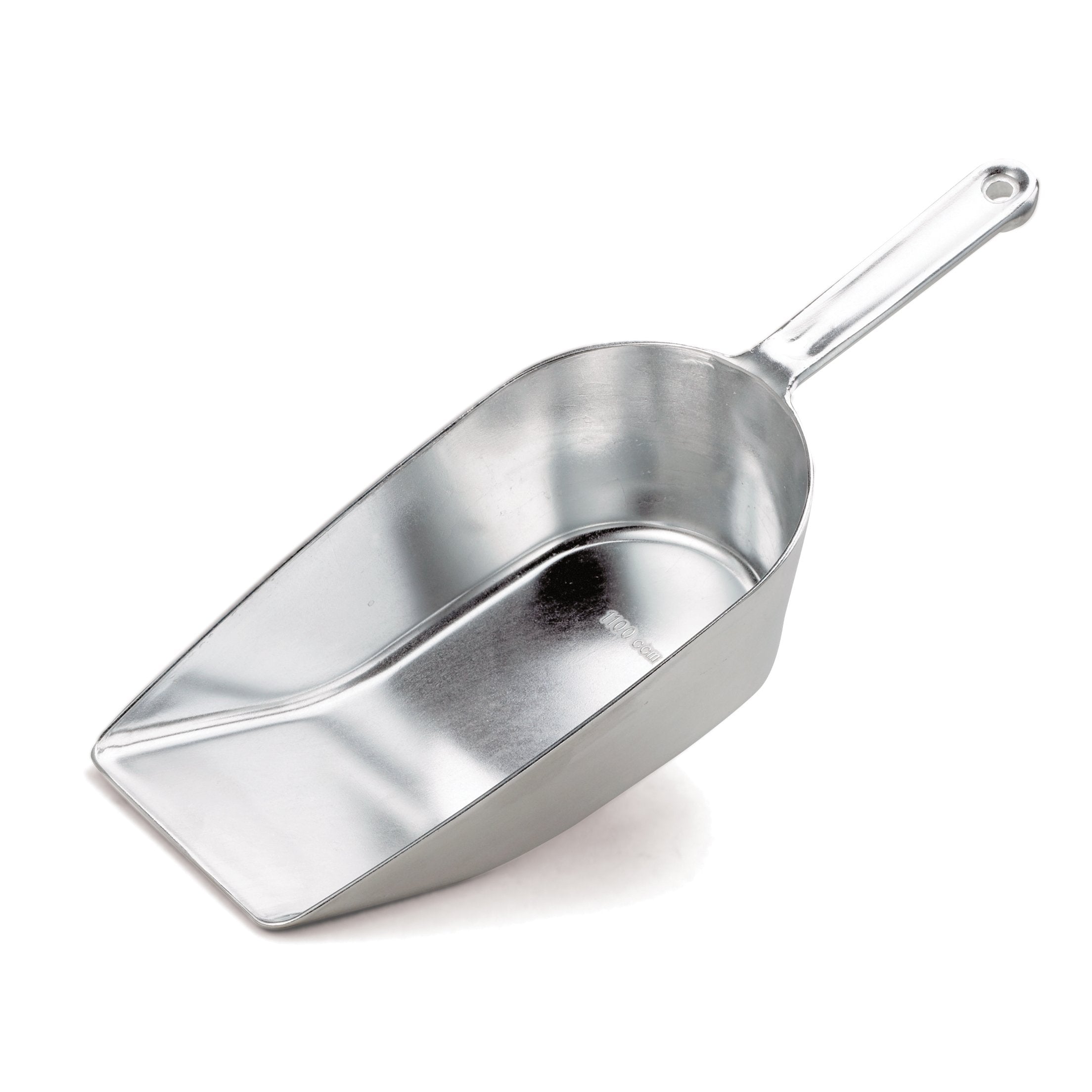 Hic Harold Import Co. Flat Bottom Food Utility Scoop, 13.75 Inches, Silver