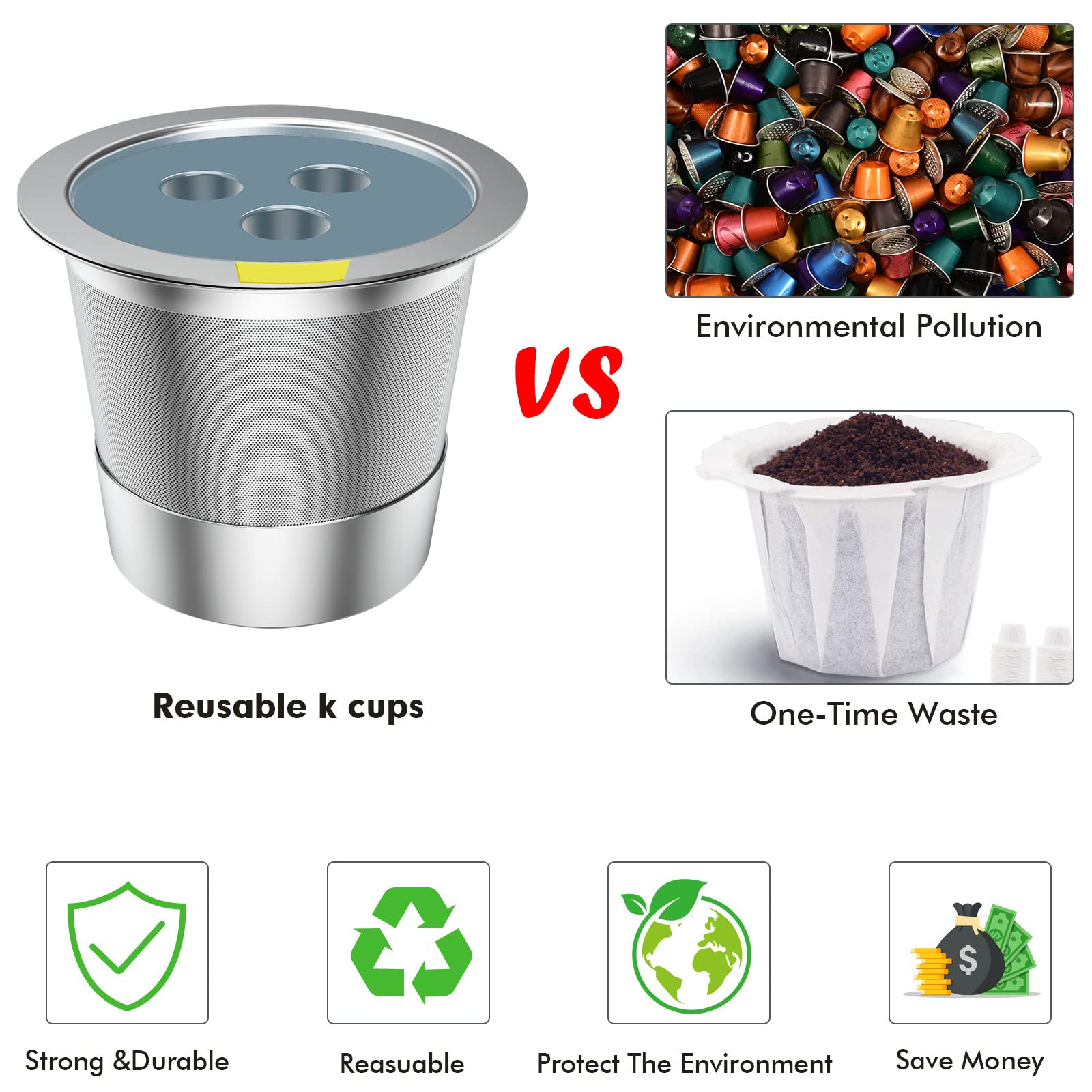 YEOSEN Reusable K Cups for Ninja Coffee Maker, 4 Pack Stainless Steel Coffee Pods, Silver, Model 3-Stainless Steel K Cup-04