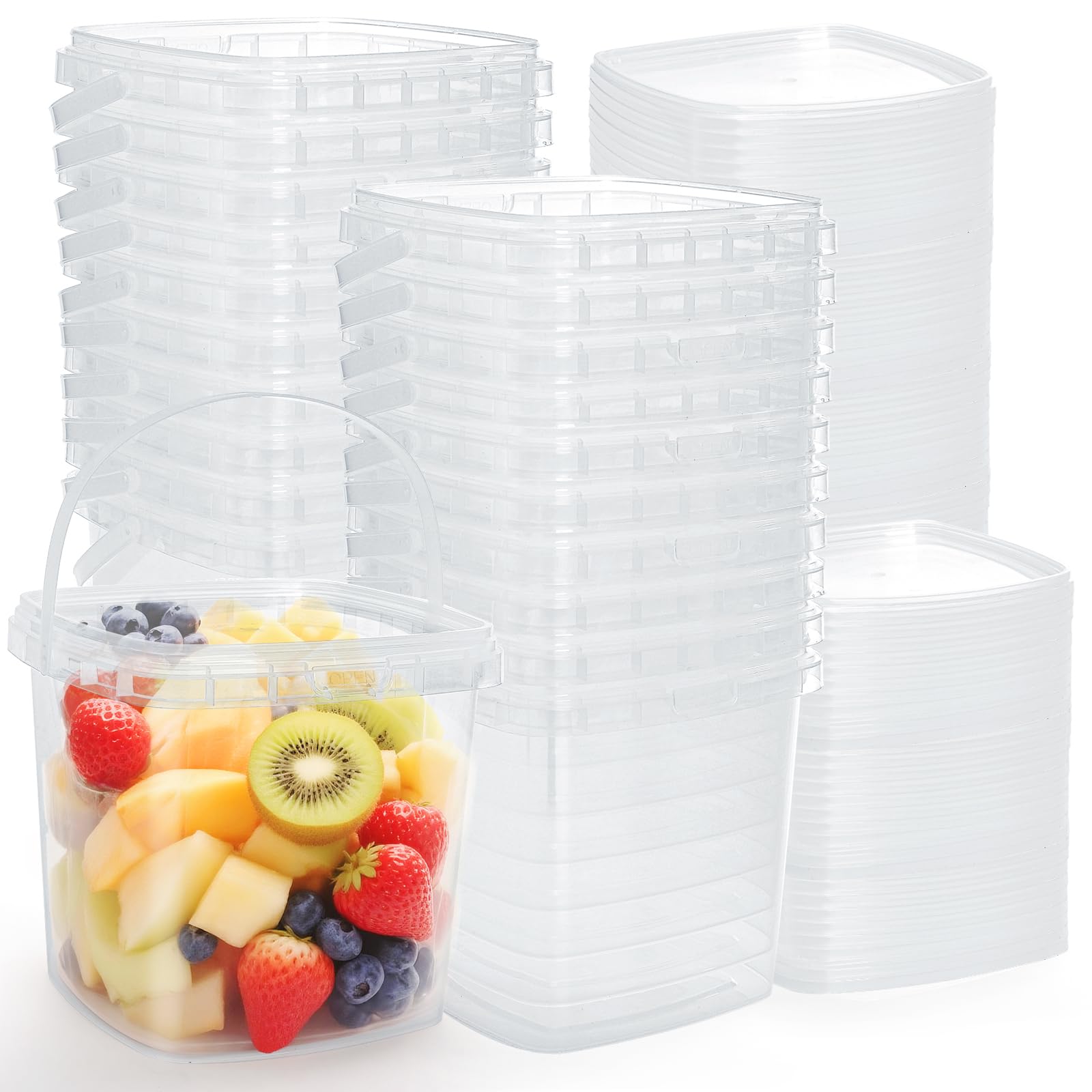 Yopay 20 Pack Food Storage Containers with Lid, 68 OZ Plastic Deli Containers with Lids, Freezer Safe BPA Free Restaurant Meal P
