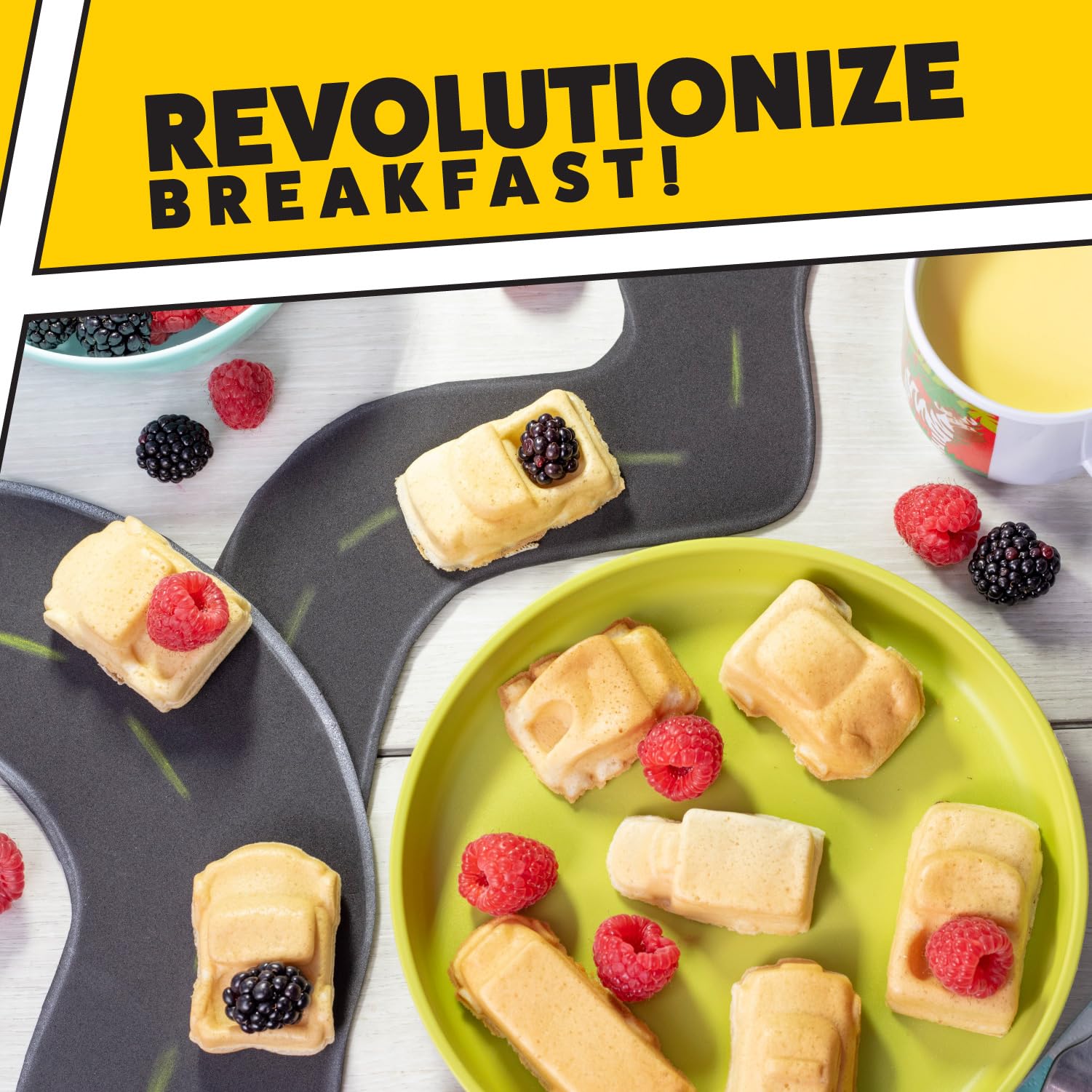 Car Mini Waffle Maker - Make 7 Fun  Different Race Cars  Trucks  and Automobile Vehicle Shaped Pancakes- Electric Waffler Iron- Non-Stick Pan Cake Baker w Recipe Guide- Fun Xmas Holiday Gift for Him