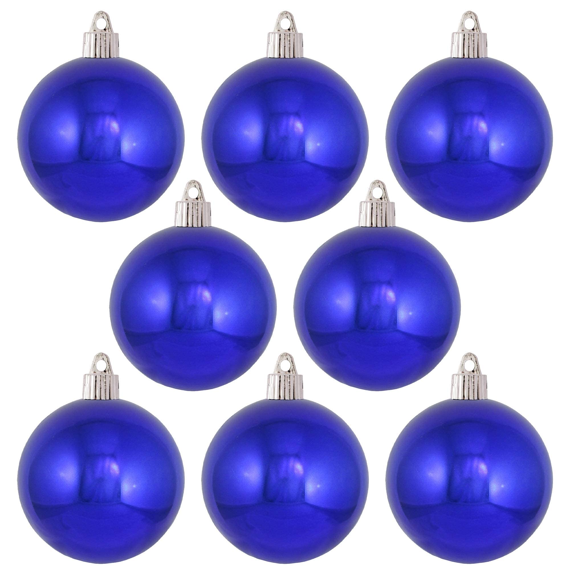 Christmas By Krebs 3 1/4 (80mm) Shiny Azure Blue [8 Pieces] Solid Commercial Grade Indoor and Outdoor Shatterproof Plastic, UV a