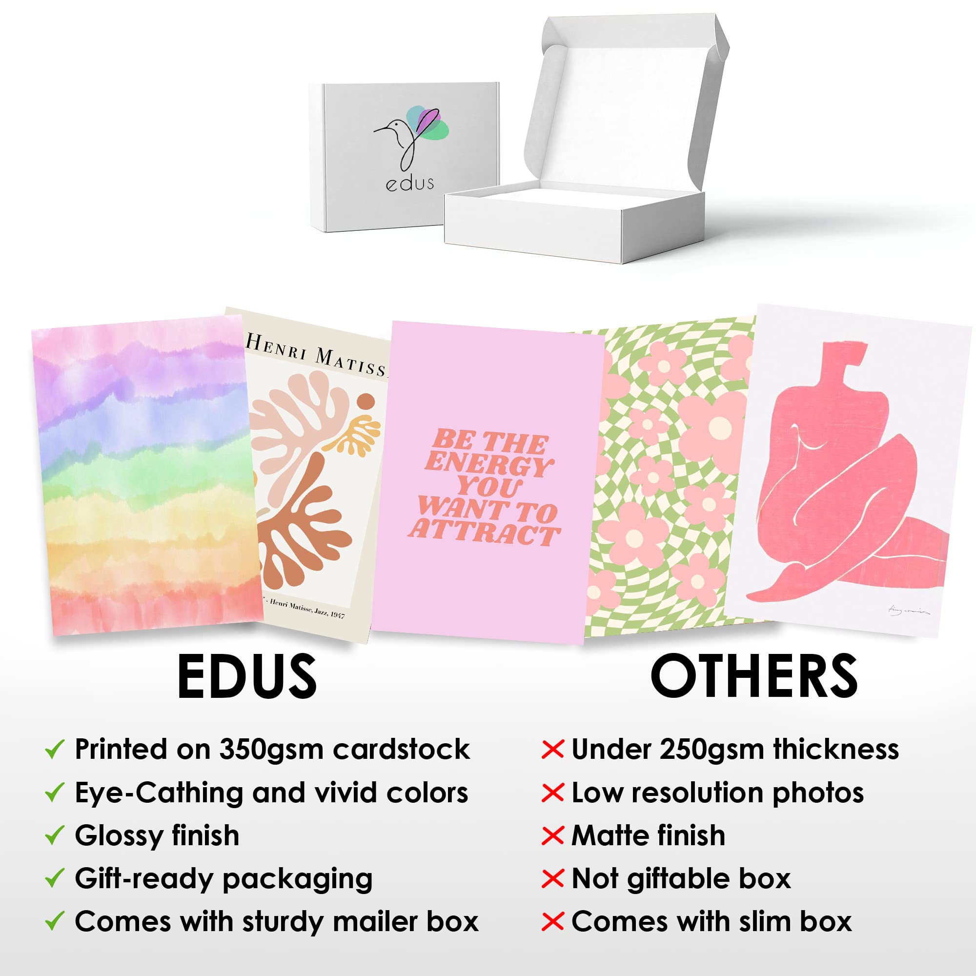 Edus Pink Danish Pastel Room Decor, Danish Pastel Wall Collage Kit, Pink Aesthetic Posters Prints For Wall Decor, 50Pcs (4X6 Inc