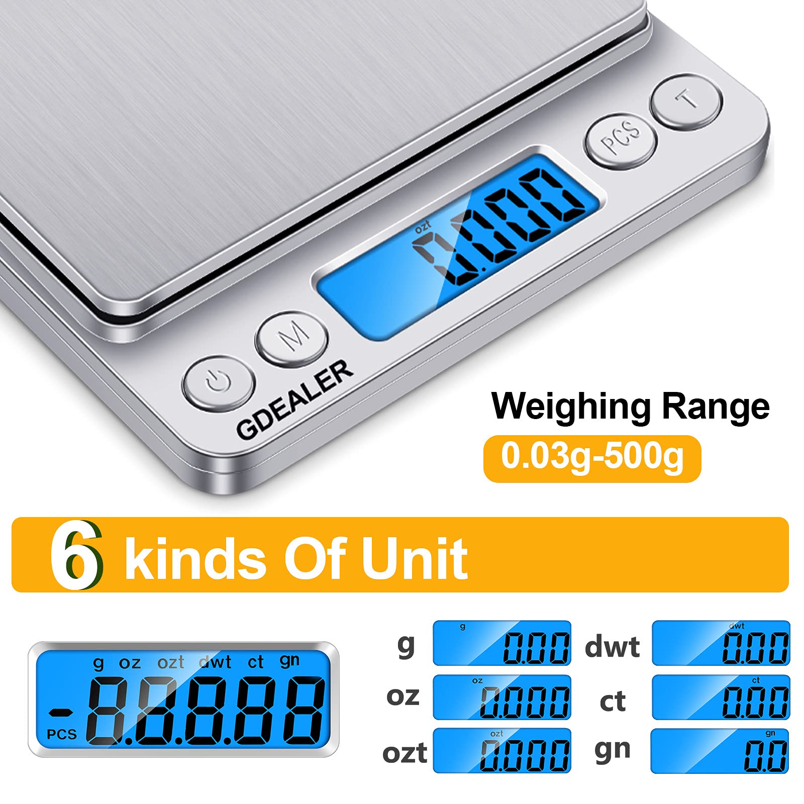 Gdealer Food Scale, 0.001Oz/0.01G Precise Digital Kitchen Scale Gram Scales Weight Food Coffee Scale Digital Scales For Cooking