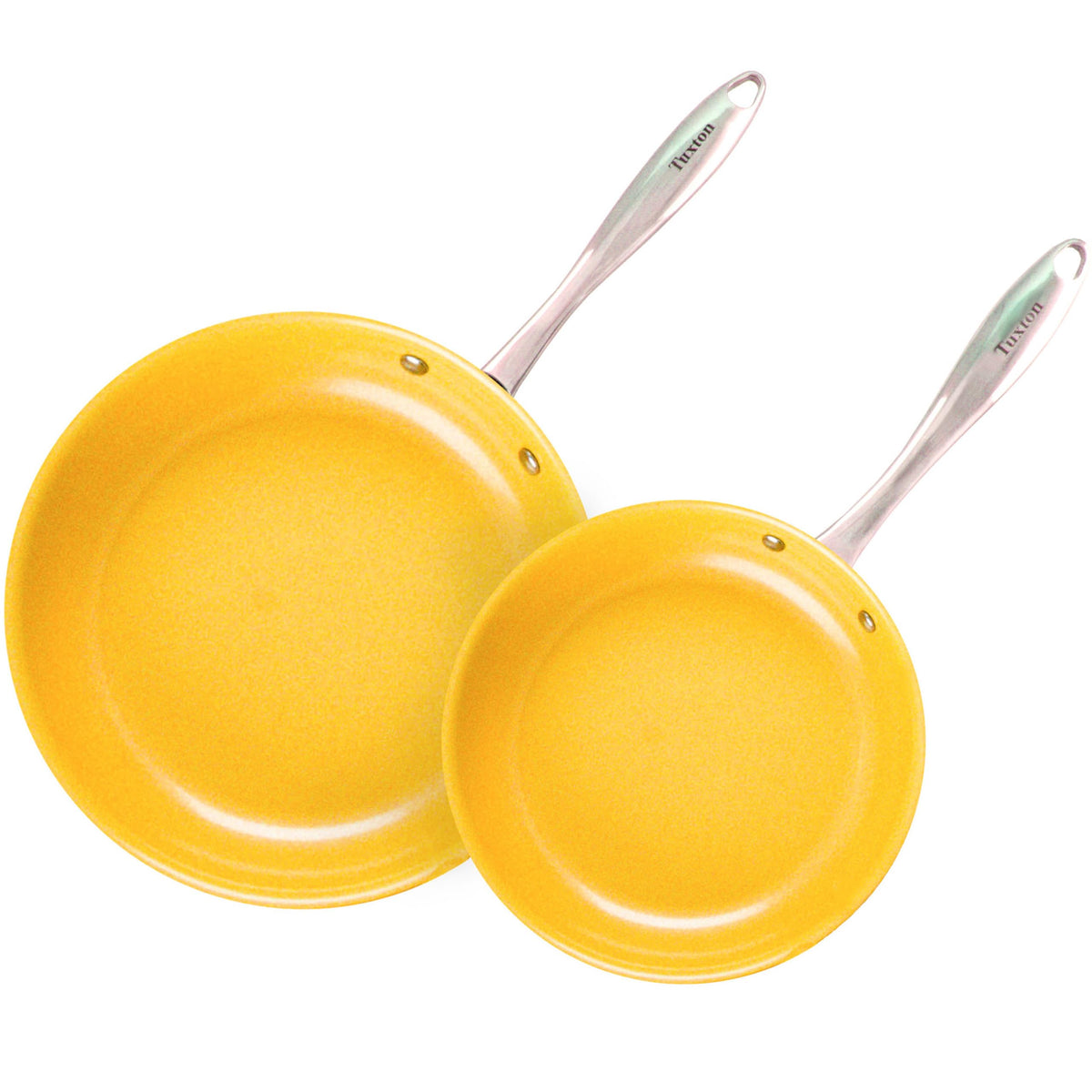 Non Stick Frying Pans - Tuxton Home Concentrix 2-Piece Stainless Steel Pan Set - Stove & Oven Compatible 8-Inch & 11-Inch Cerami