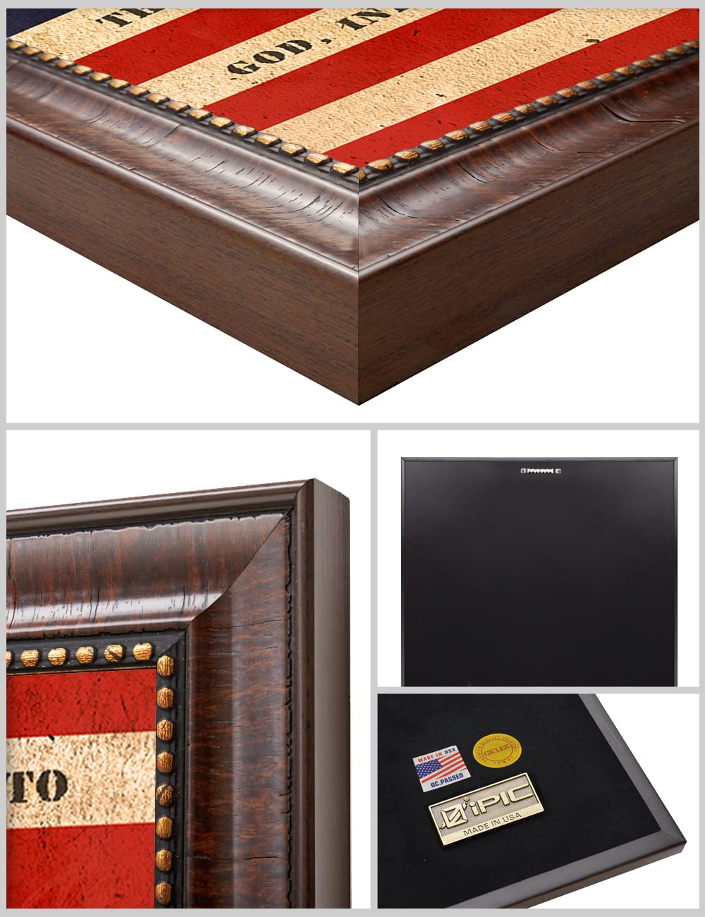 Ipic - American Flag Framed Art With Personalized Family Names & Oath. Ideal Gift For Military, Veterans & Independence Day. Sho