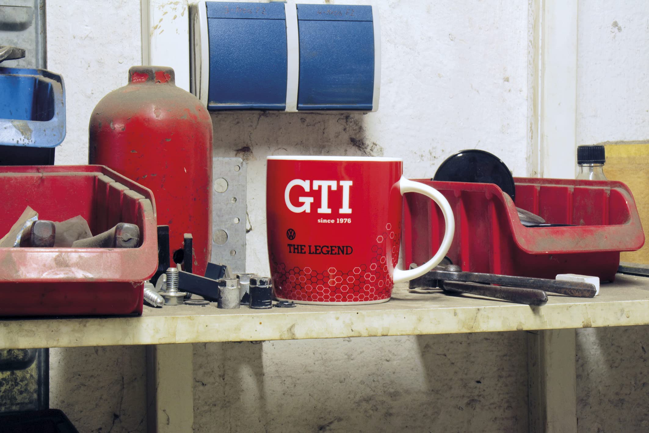 Brisa Vw Collection - Volkswagen Ceramic Coffee-Tea-Cappuccino Mug Cup In Gti Golf Design (370 Ml/12.5 Fl Oz/Gti The Legend/Red)