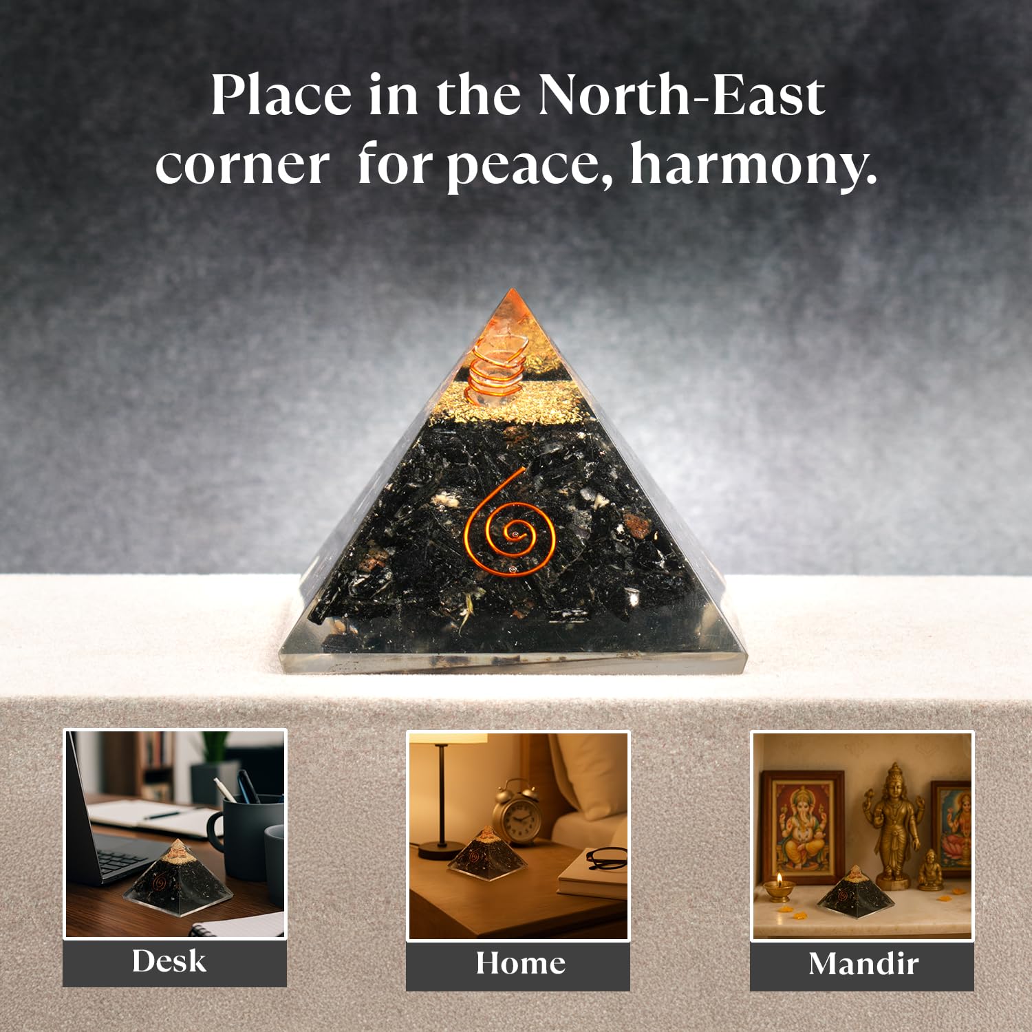 Astrotalk Black Obsidian Resin Pyramid | Protection, Grounding & Healing Energy Pyramid | Vastu Items for Home Decor | Office Table Decoration Items | Gift for Man & Woman