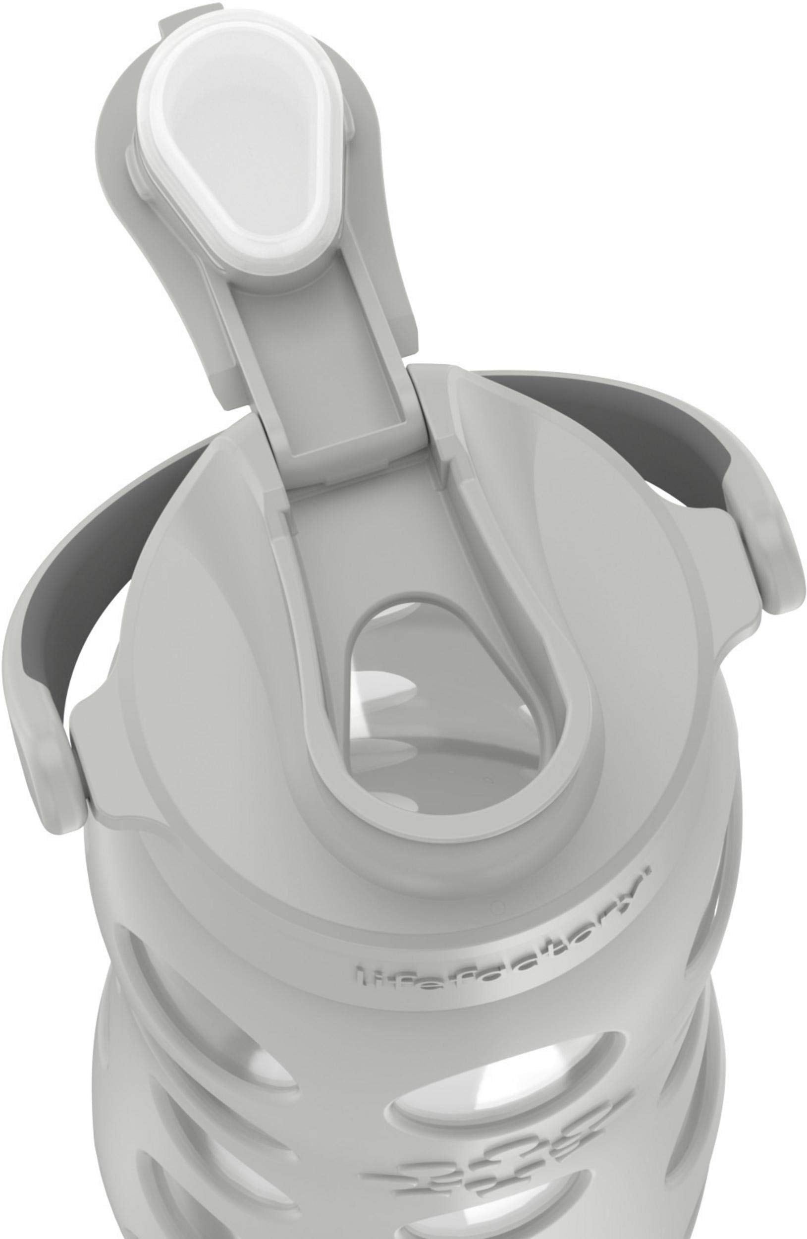 Lifefactory 22-Ounce Active Flip Cap Glass Water Bottle, 22Oz, Cool Grey