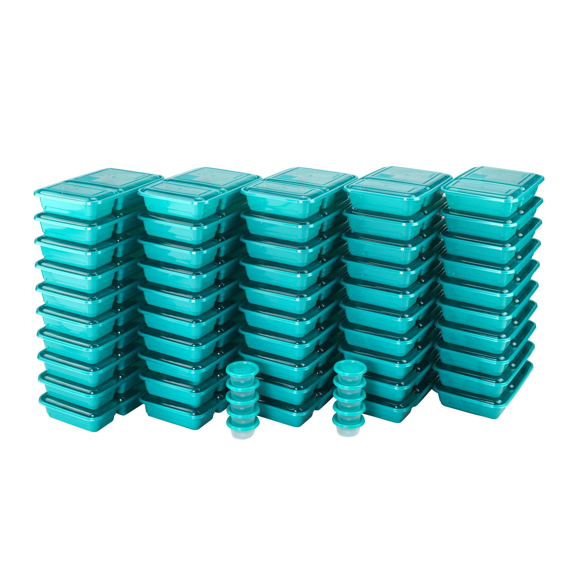 Goodcook Meal Prep 2-Compartment Reusable Food Storage Container Set With 50 Containers, Lids And Condiment Cups, Blue