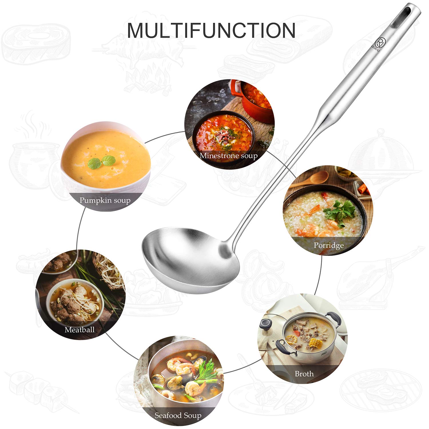 Rj Legend 304 Stainless Steel Soup Ladle 3.7'' - Safe Way To Cooking & Frying Food, Smooth Finish And Round Edges With Heat Resi