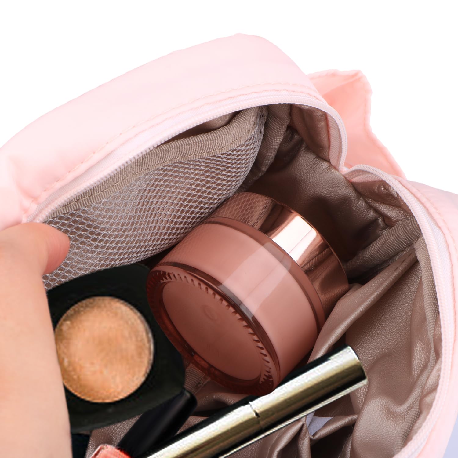 Furnido Pink Glass Cream Jar 4 Pack 1.7 oz/50g Face Lotion Jar Pot Empty Refillable Glass Cosmetic Cream Bottle Container With Rose-Golden Cover Inner Liners for Moisturizer Eyeshadow Makeup Emulsion