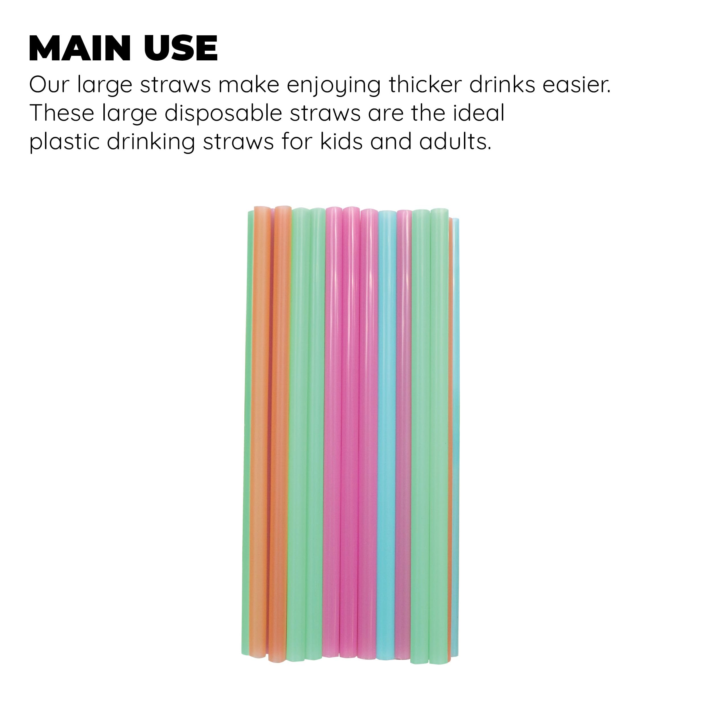 Jacent Jumbo Smoothie Straws: 36 Count Per Pack, Disposable Big Plastic Drinking Straws For Milkshakes, Drinks, Smoothies