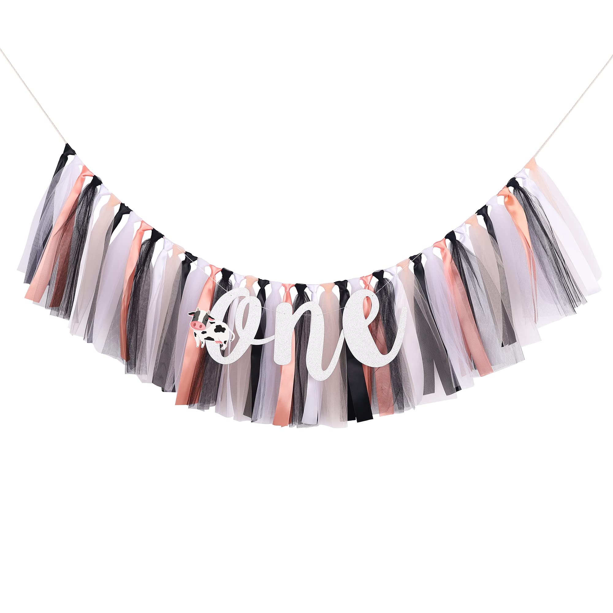 Holy Cow I'M One Banner Birthday Decorations Girl - 1St First Highchair Birthday Banner, High Chair Fabric Garland Party Supplie