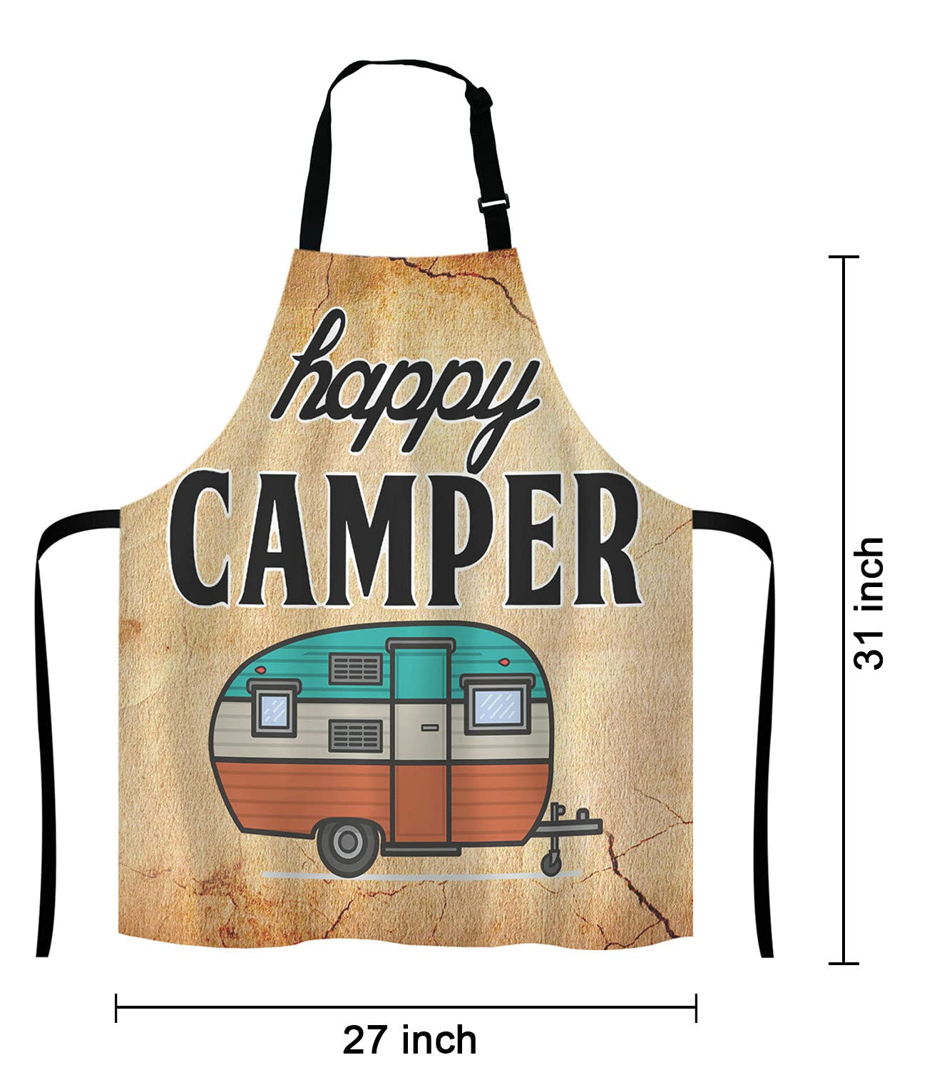 Lefolen Happy Camper Apron For Women And Men, Adjustable Kitchen Chef Apron For Cooking Baking - Cute Birthday, Anniversary, Mot